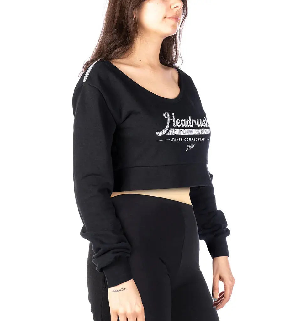 Headrush Angel Wings Cropped V-Neck Sweatshirt - Women's Trendy Pullover for Casual Wear & Street Style
