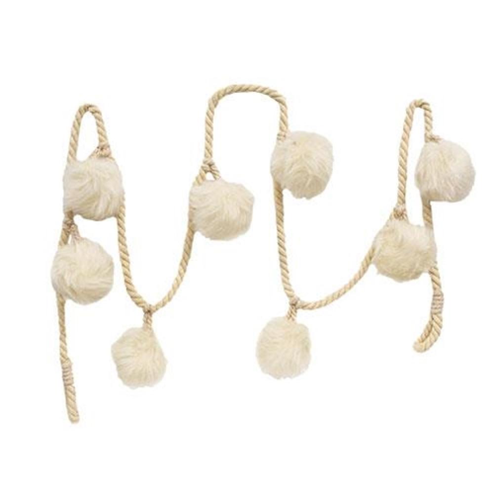Fluffy Faux Fur Pom Pom Garland - Soft Decorative Garland for Parties, Baby Showers, Nursery & Home Decor
