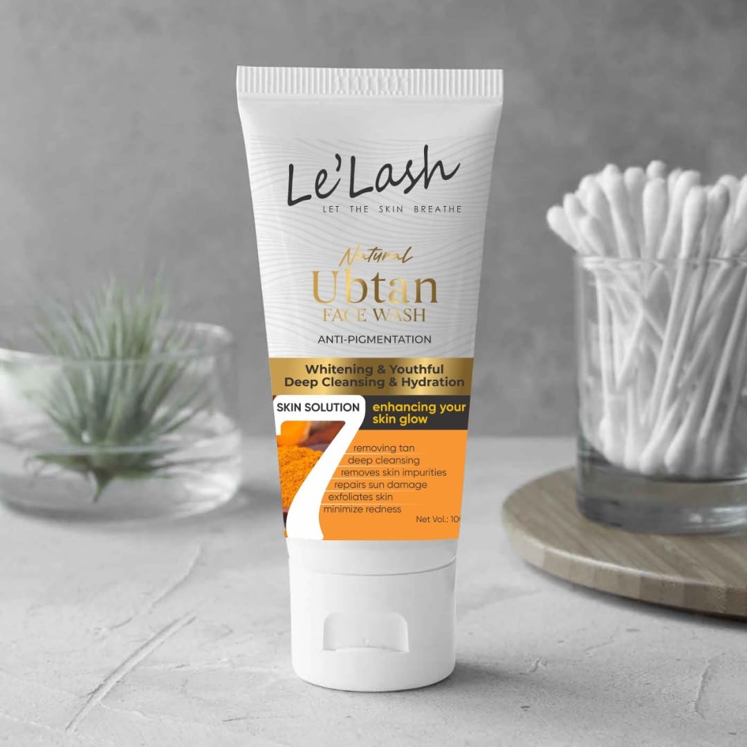Le'Lash Ubtan Face Wash - Natural Brightening & Exfoliating Facial Cleanser for Glowing Skin | Perfect for Daily Skincare Routine & Acne-Prone Skin