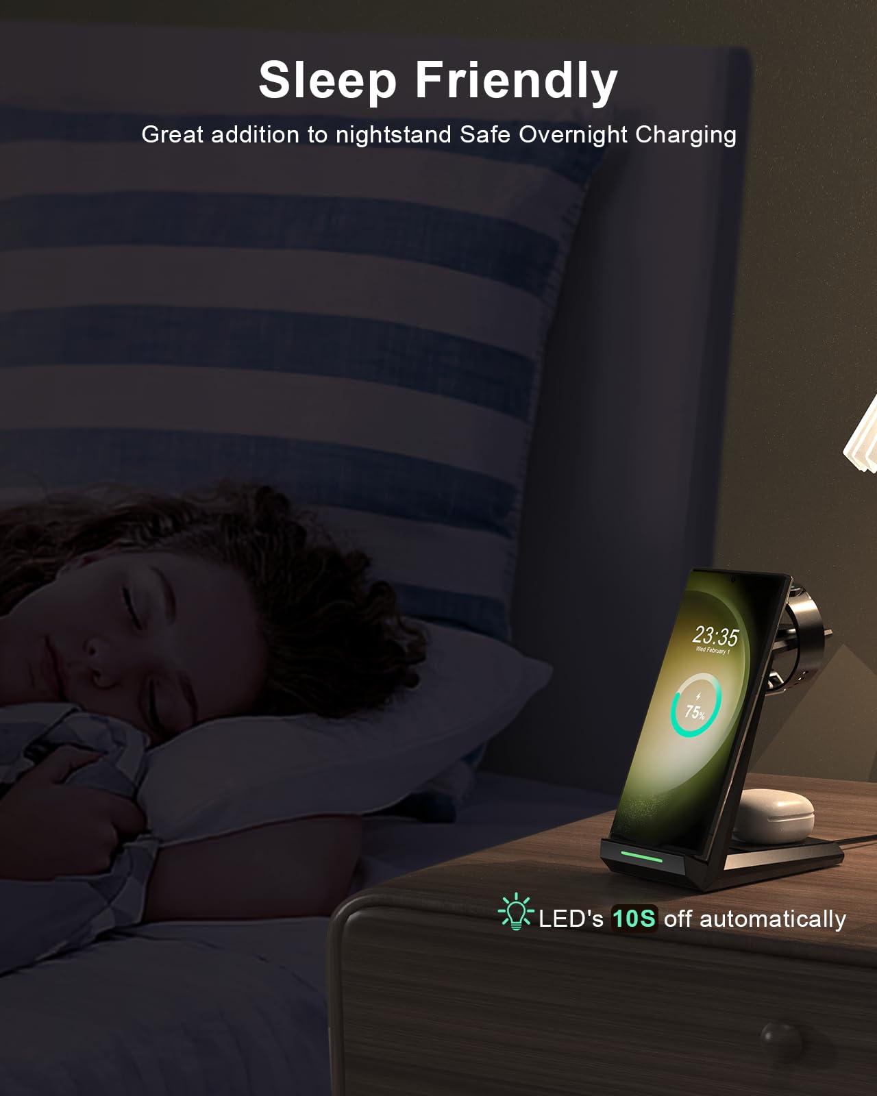 ADADPU 3-in-1 Fast Wireless Charging Station for Samsung Galaxy S25/S24/S23 Ultra/S22/S21/Z Flip/Fold 4, Galaxy Watch 6/5/4/3/Pro & Buds - Compact Charging Dock for Home, Office & Travel