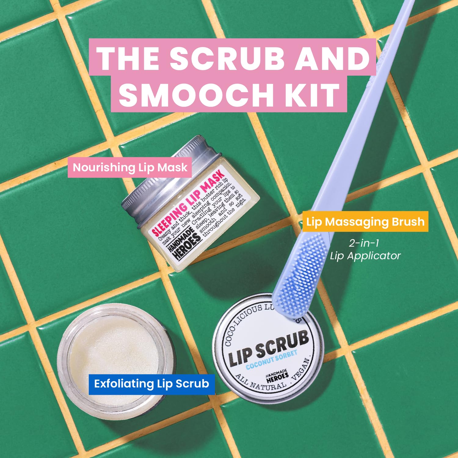 100% Natural Vegan Lip Scrub & Mask Set with Bakuchiol & Oat Cleansing Balm - Exfoliating Lip Therapy & Oil Cleanser for Dry Lips - Perfect for Night Care & Skincare Routine