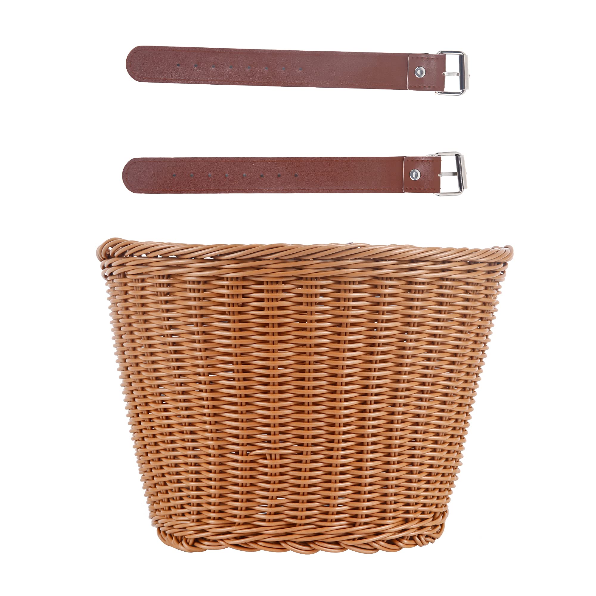 Adjustable Leather Strap Bike Basket - Woven Handlebar Storage for Bicycles | Perfect for Commuting, Groceries & Urban Cycling (Brown, Adult Size)
