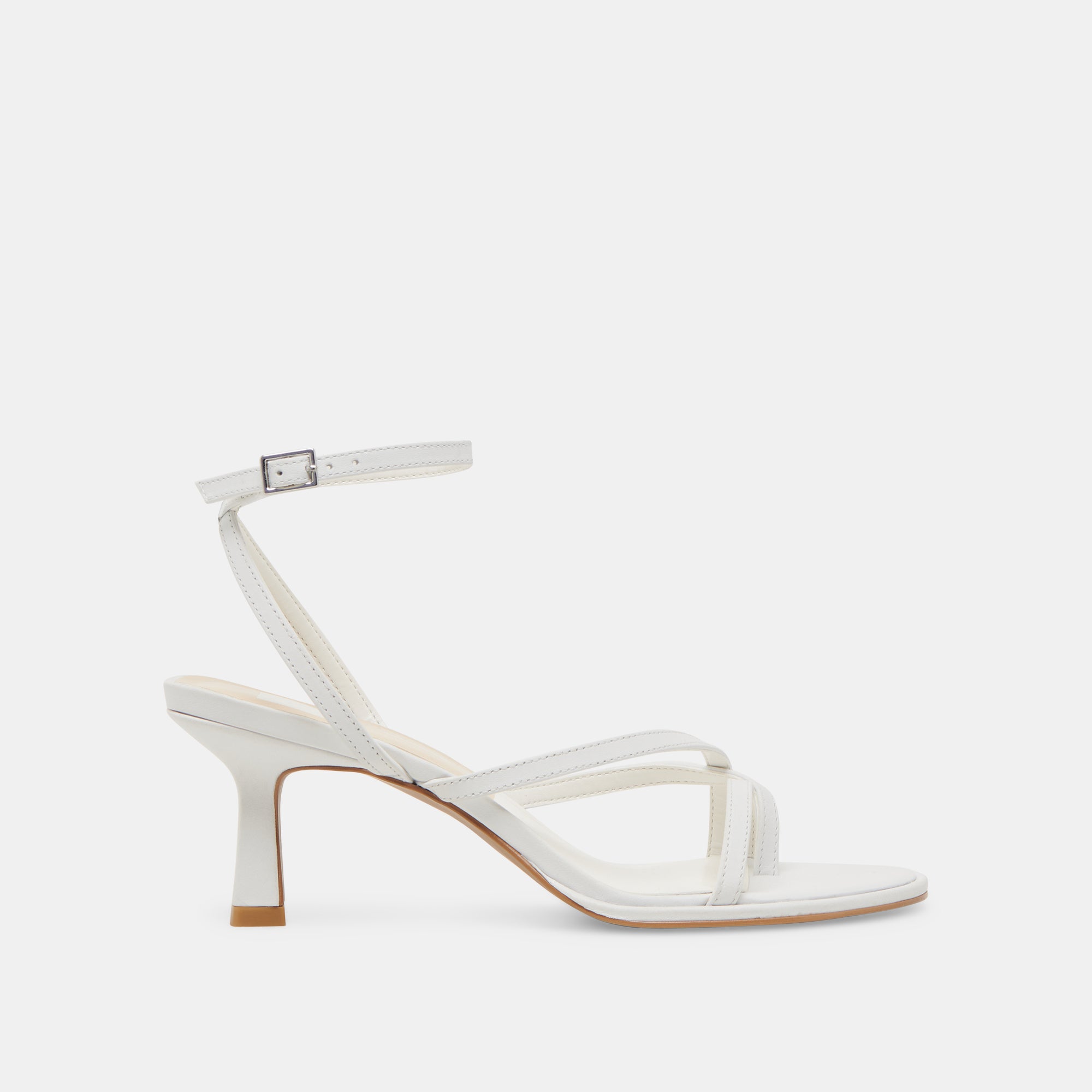 MORAH Women's Wide Heel Sandals - Genuine White Leather Shoes for Comfort & Style - Perfect for Weddings, Parties & Office Wear