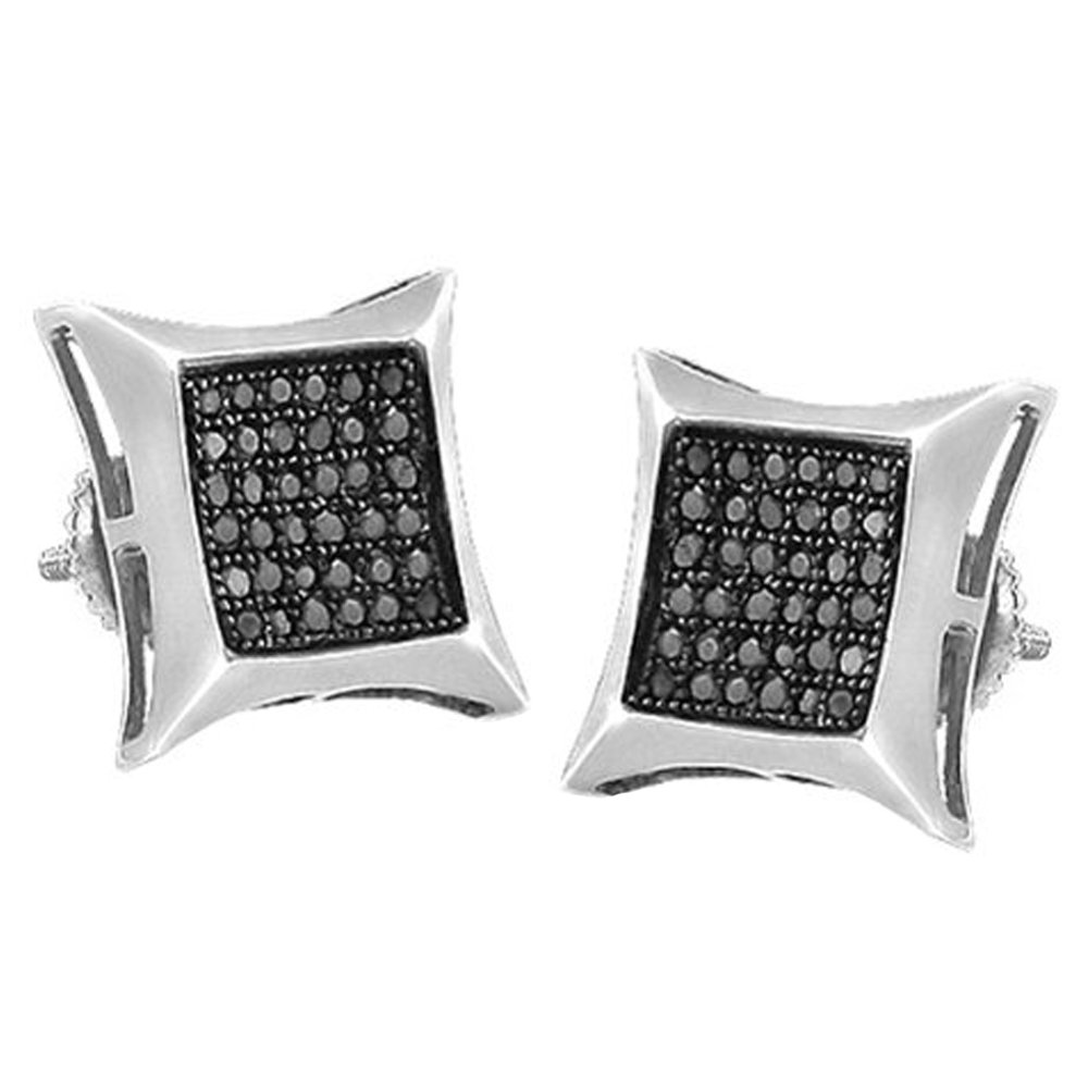 Dazzlingrock 0.25 Carat (ctw) Real Diamond Kite Shape Men's Hip Hop Iced Out Stud Earrings in Sterling Silver - Perfect for Parties, Gifts & Hip Hop Fashion