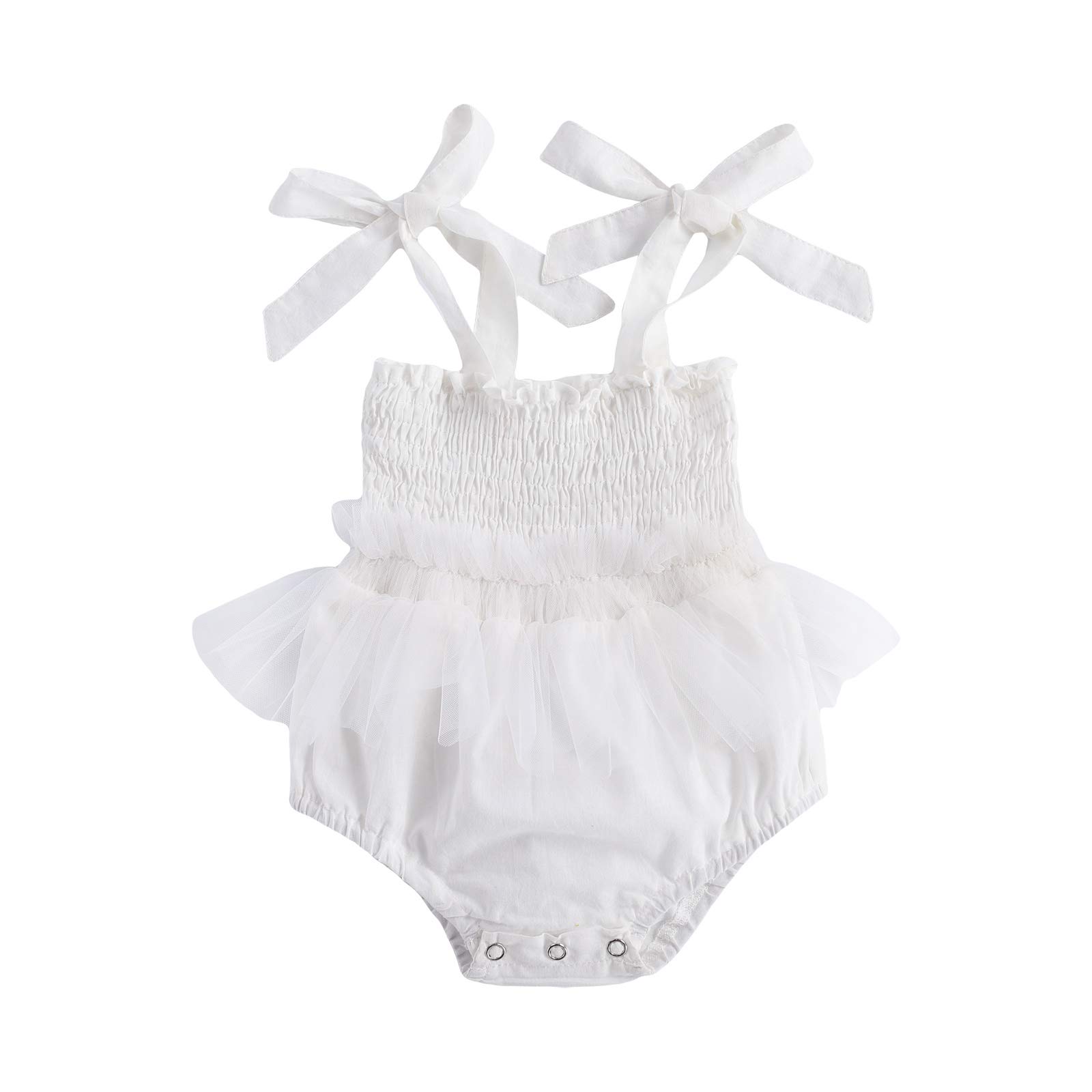 Kaipiclos Baby Girls' Yarn Skirt & Bow Camisole Romper - Stretchy Pleated One-Piece Outfit for Newborns 0-12 Months | Perfect for Photoshoots, Birthday Parties & Special Occasions