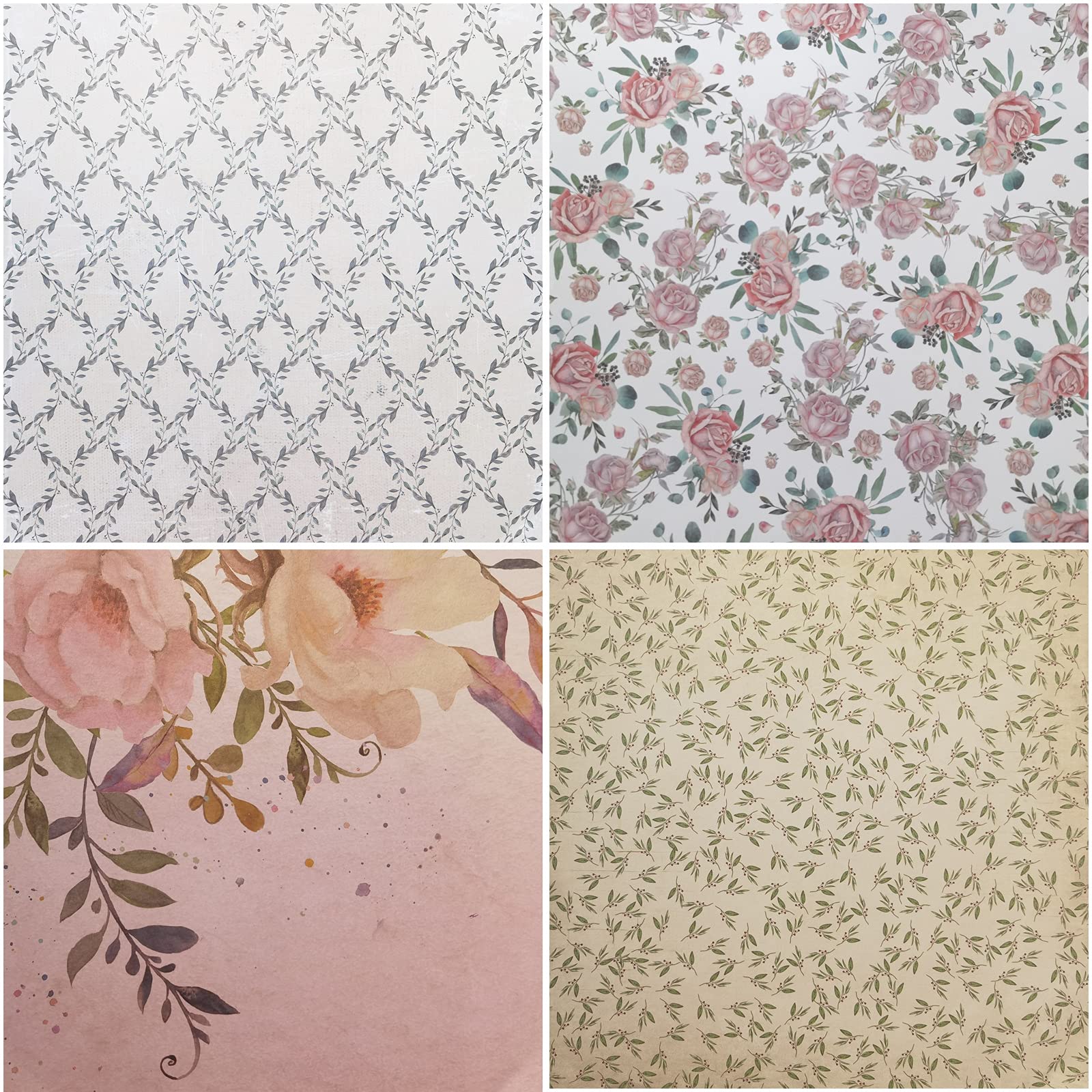 Qililandiy 24 Sheets 12x12 Inch Cardstock Paper - Floral Spring Scrapbook Paper for DIY Crafts, Photo Albums, Card Making | Perfect for Wedding Invitations, Journaling & Home Decor Projects