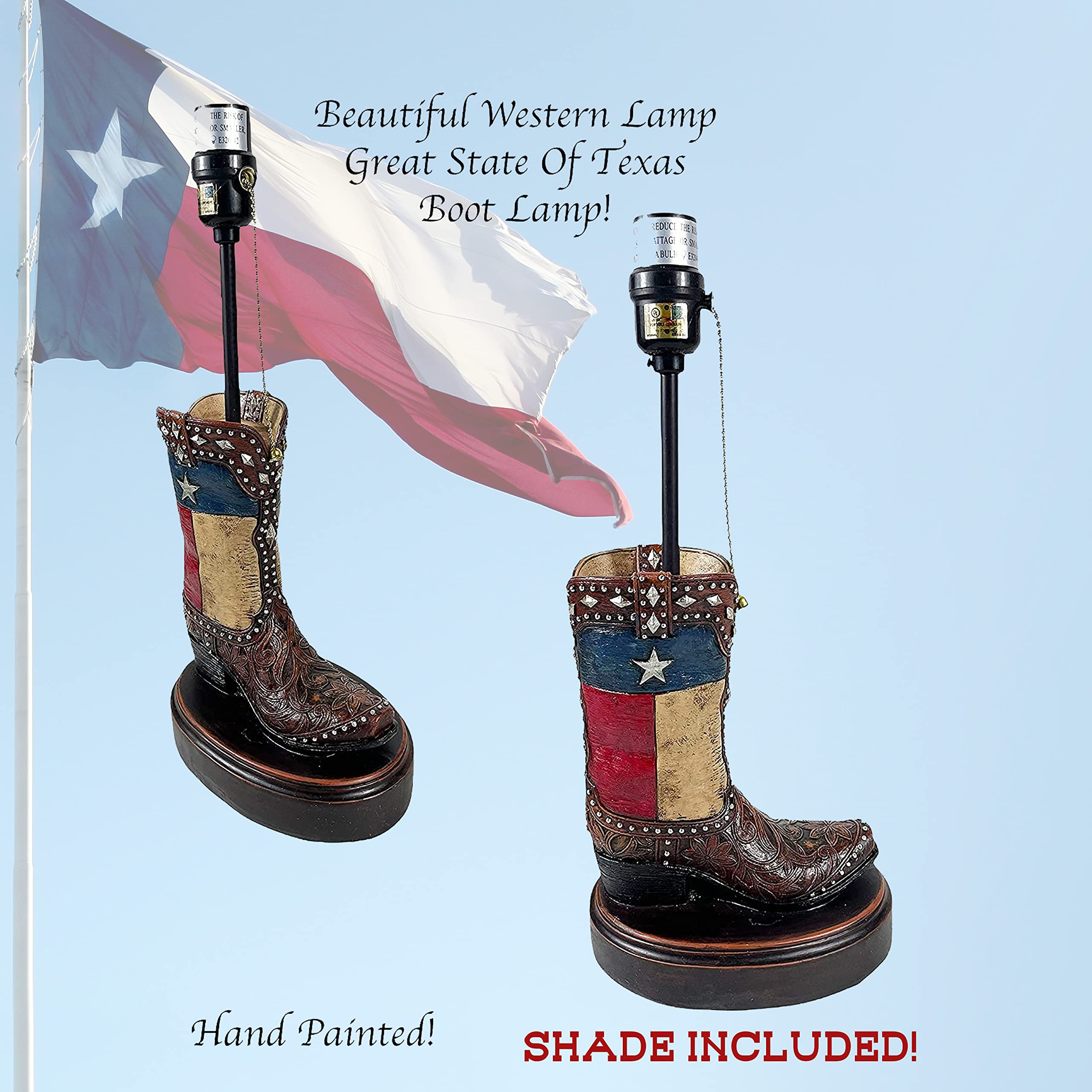 Western Cowboy Texas Single Boot Roper End Table Lamp - Rustic Nightstand Lighting for Bedroom, Living Room & Office - Western Decor, Home Accent Lighting for Ranch Style Homes