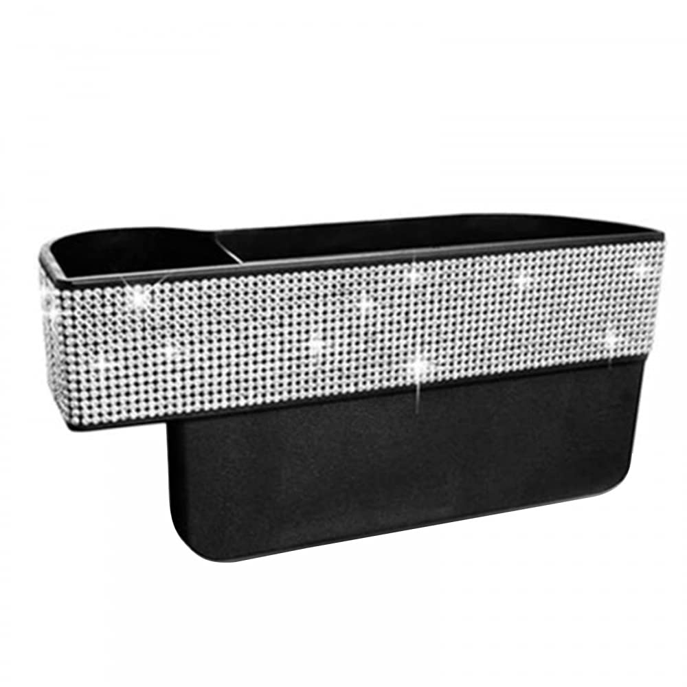 MiOYOOW Car Seat Gap Filler Organizer - Bling Console Side Storage Box with Cup Holder for Phone, Wallet & Small Items | Perfect for Sedans, SUVs & Road Trips