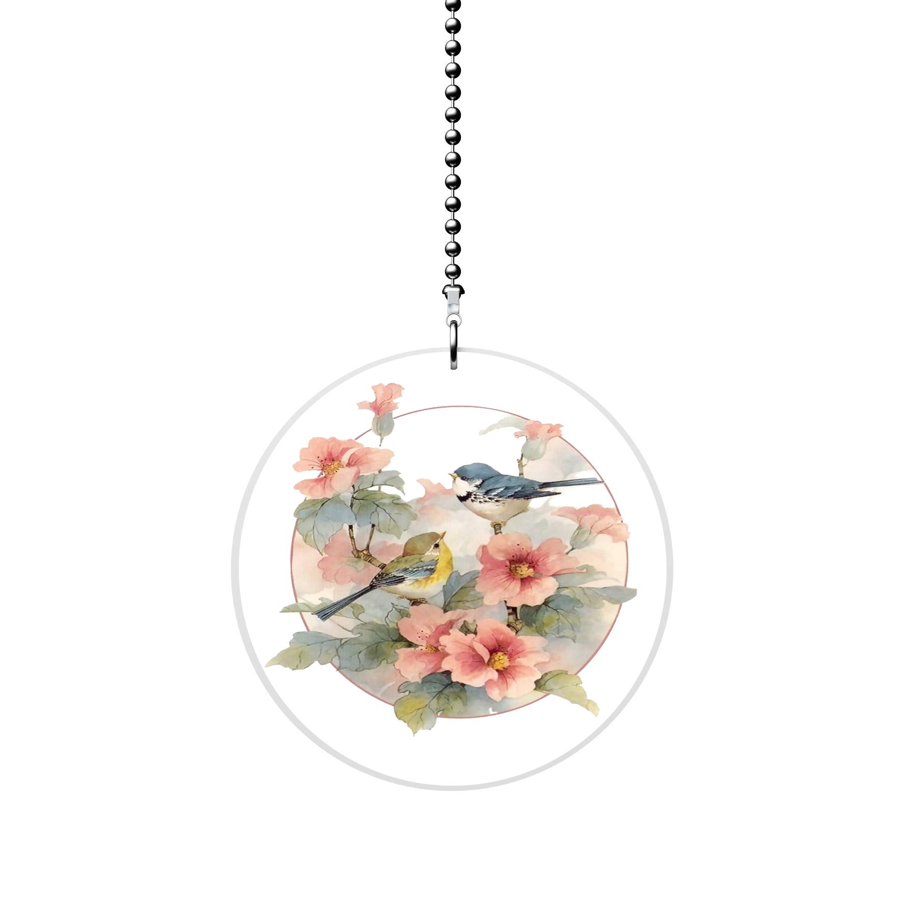 Little Birds Flower Branch Fan Light Pull - Vintage Style Ceiling Fan Chain Replacement - Perfect for Home, Bedroom, Nursery & Boho Decor