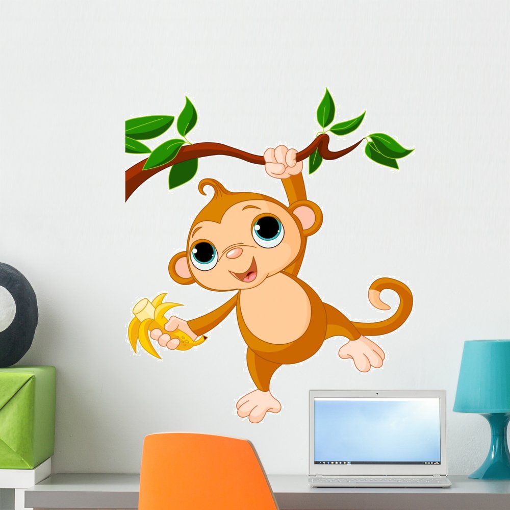 Baby Monkey on a Tree Wall Decal - Peel & Stick Wall Art Sticker (24