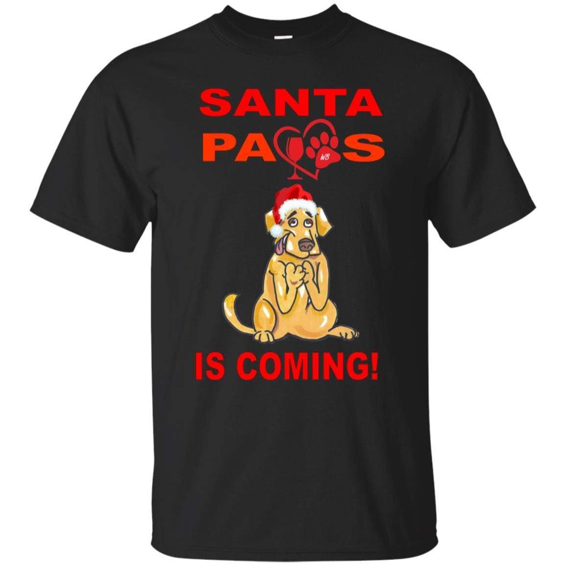 Santa Paws Is Coming Christmas Dog Lover T-Shirt - Ultra Soft Cotton Tee for Pet Owners - Funny Holiday Gift for Dog Moms & Dads - Perfect for Christmas Parties & Family Photos