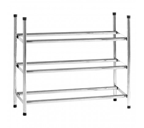 3-Tier Extendable Chrome Shoe Rack - Space Saving Organizer for Entryway, Closet & Bedroom Storage