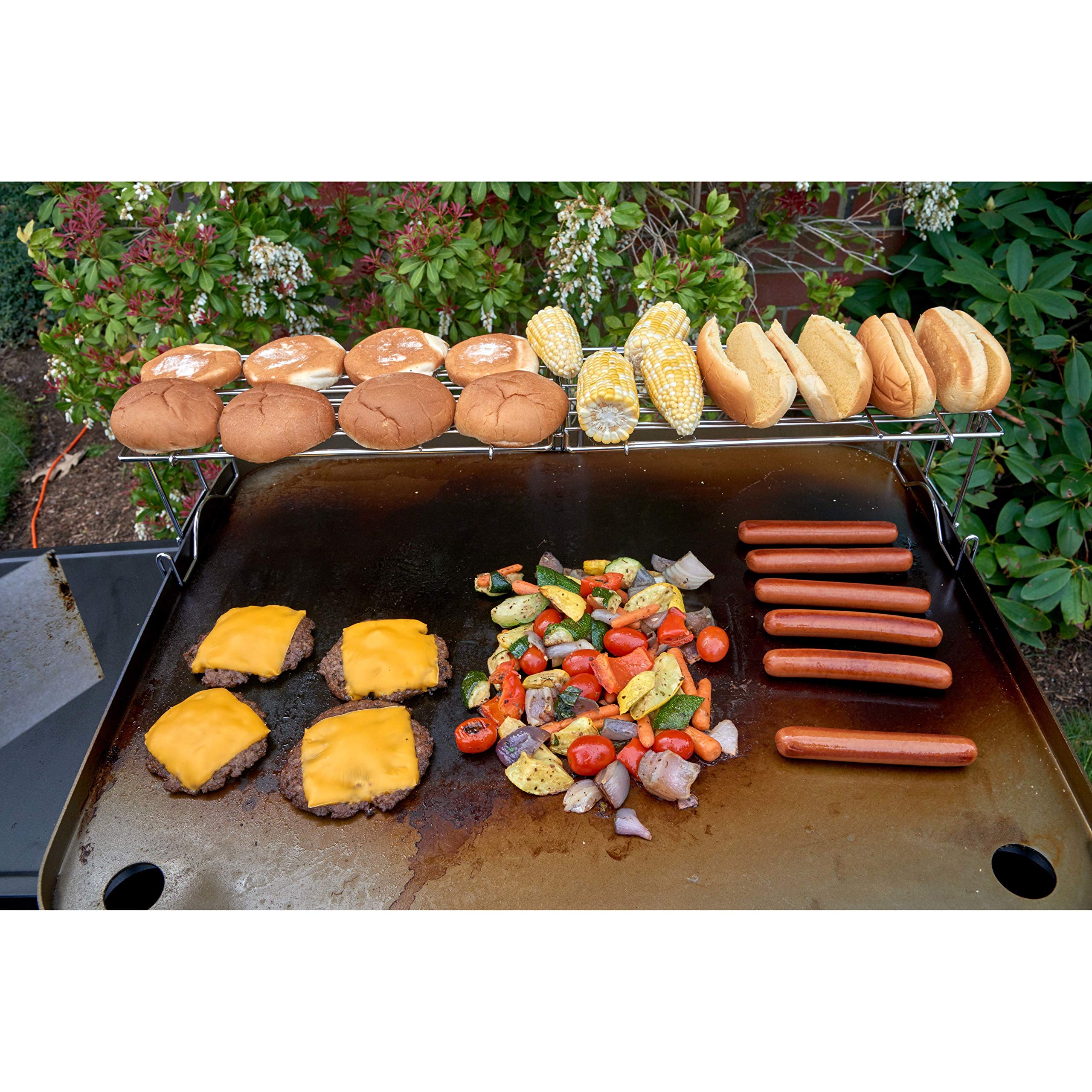 Cuisinart Adjustable Griddle Warming Rack CAWR-036 - Premium Stainless Steel Cooking Accessory for Pancakes, Burgers & Breakfast - Perfect for Home Kitchen & Outdoor BBQ