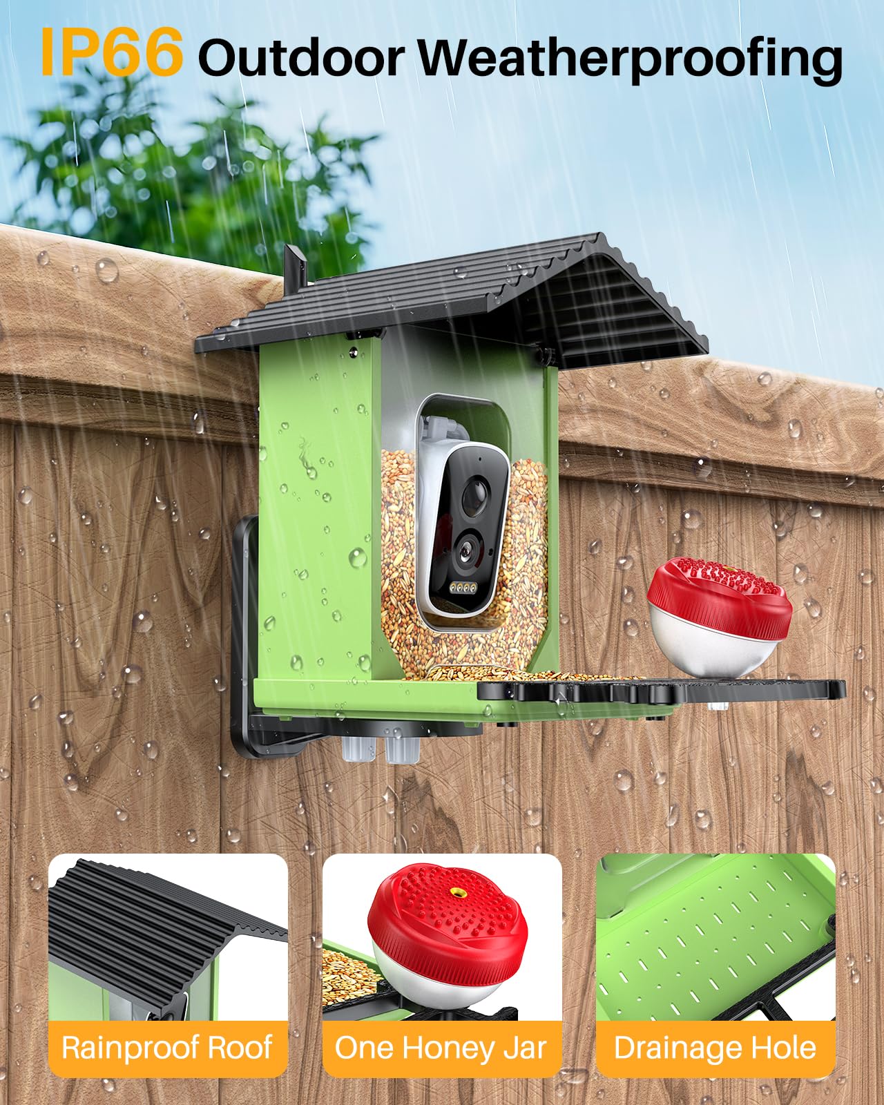 2K HD Smart Bird Feeder with Camera - Solar Powered AI Bird House with Live View, Instant Alerts & Auto Video Capture - Perfect Outdoor Gift for Bird Lovers | Watch & Identify Birds in Your Backyard