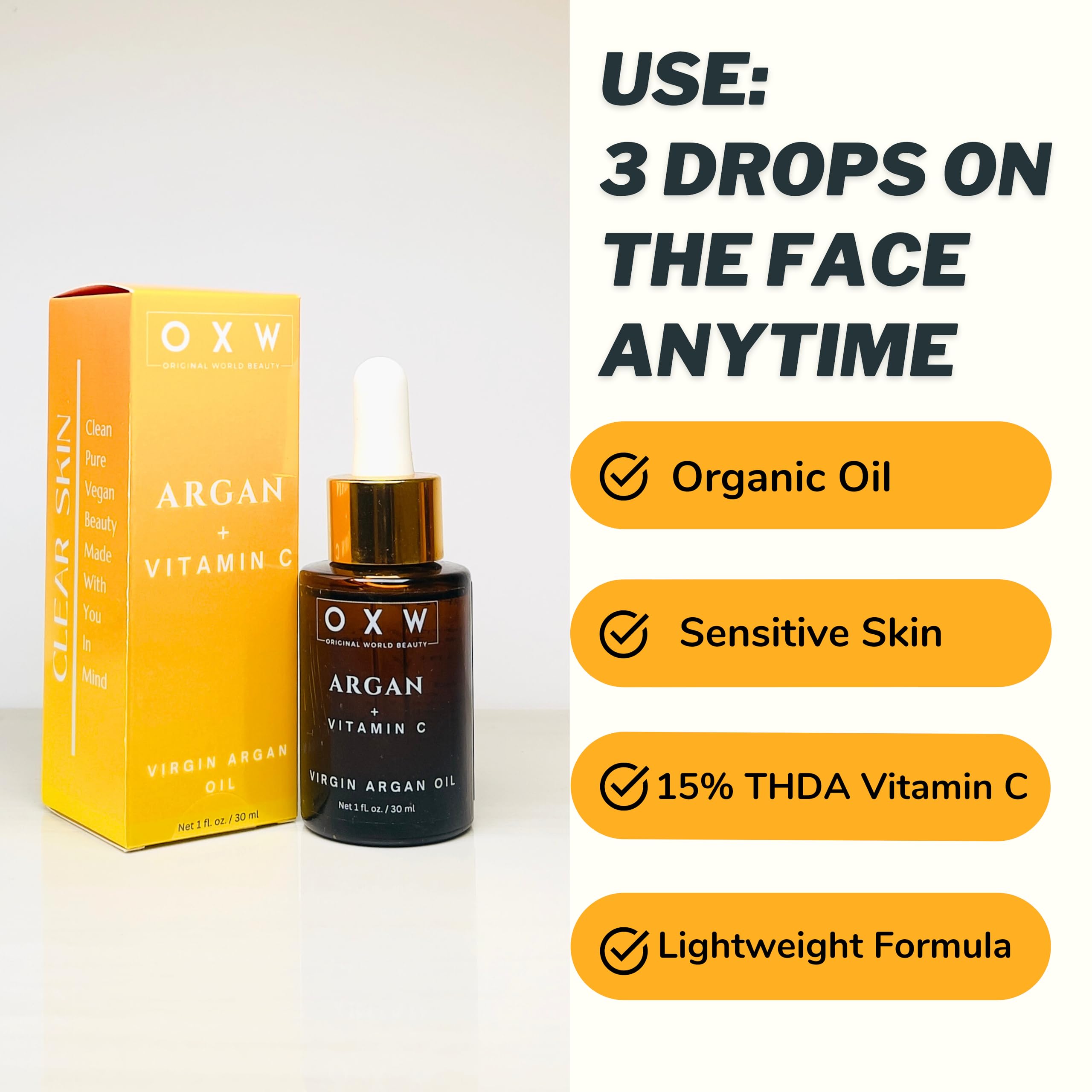 Premium 15% Vitamin C Serum with Tetrahexyldecyl Ascorbate (THDA) & Moisturizing Argan Oil for Face - Lightweight, Velvety Smooth Formula to Promote Collagen & Even Skin Tone - Perfect for Daily Skincare & Anti-Aging Routine