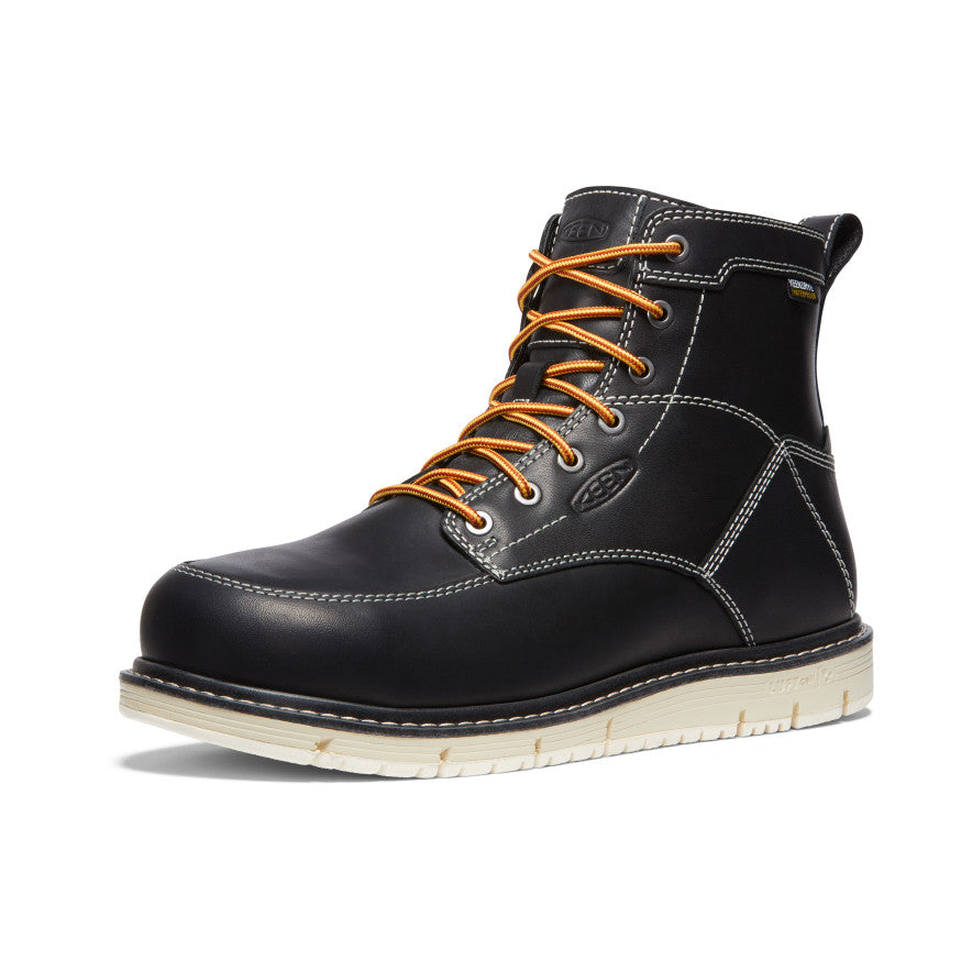 Men's CSA Approved San Jose 6 Waterproof Steel Toe Work Boots - Black/Off White for Construction & Outdoor Safety