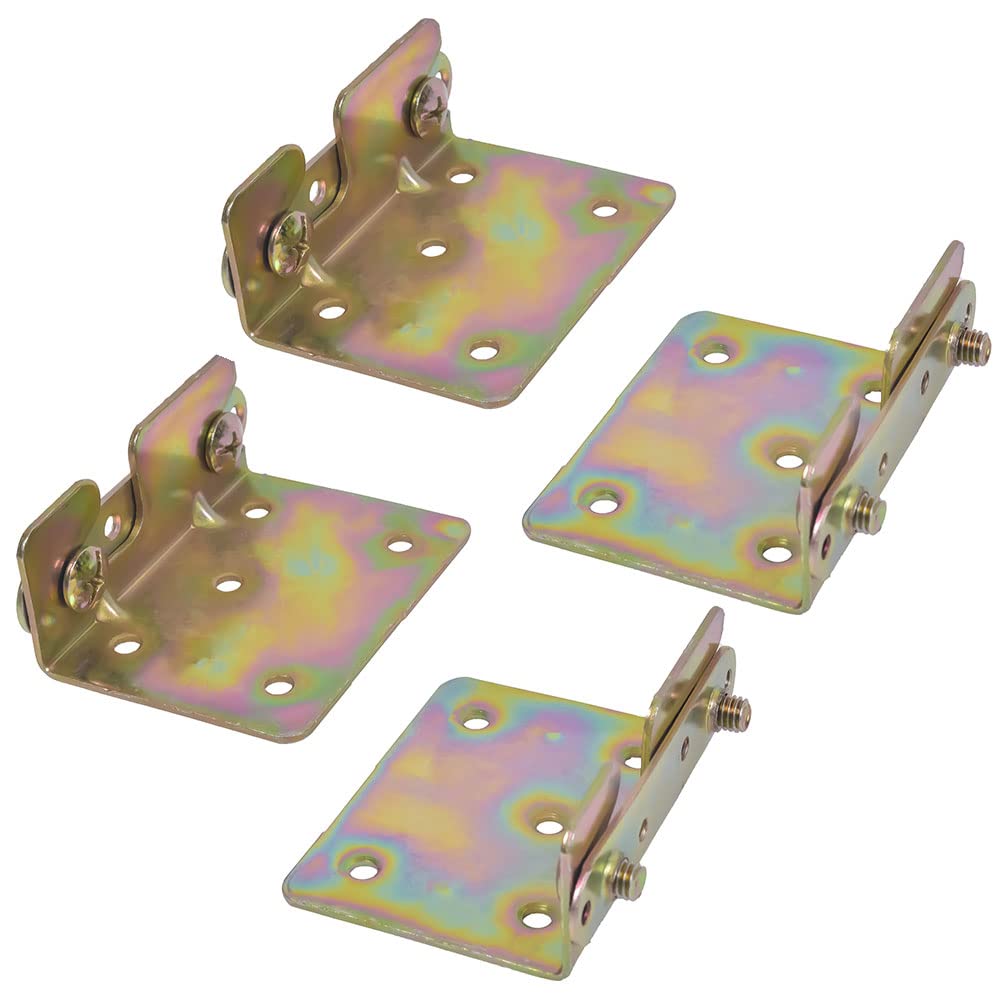 Heavy Duty Non-Mortise Bed Rail Brackets with Screws - Set of 4 - Sturdy Bed Frame Fittings for Queen/King Size Beds - Perfect for Bedroom Furniture Assembly and DIY Bed Frame Projects