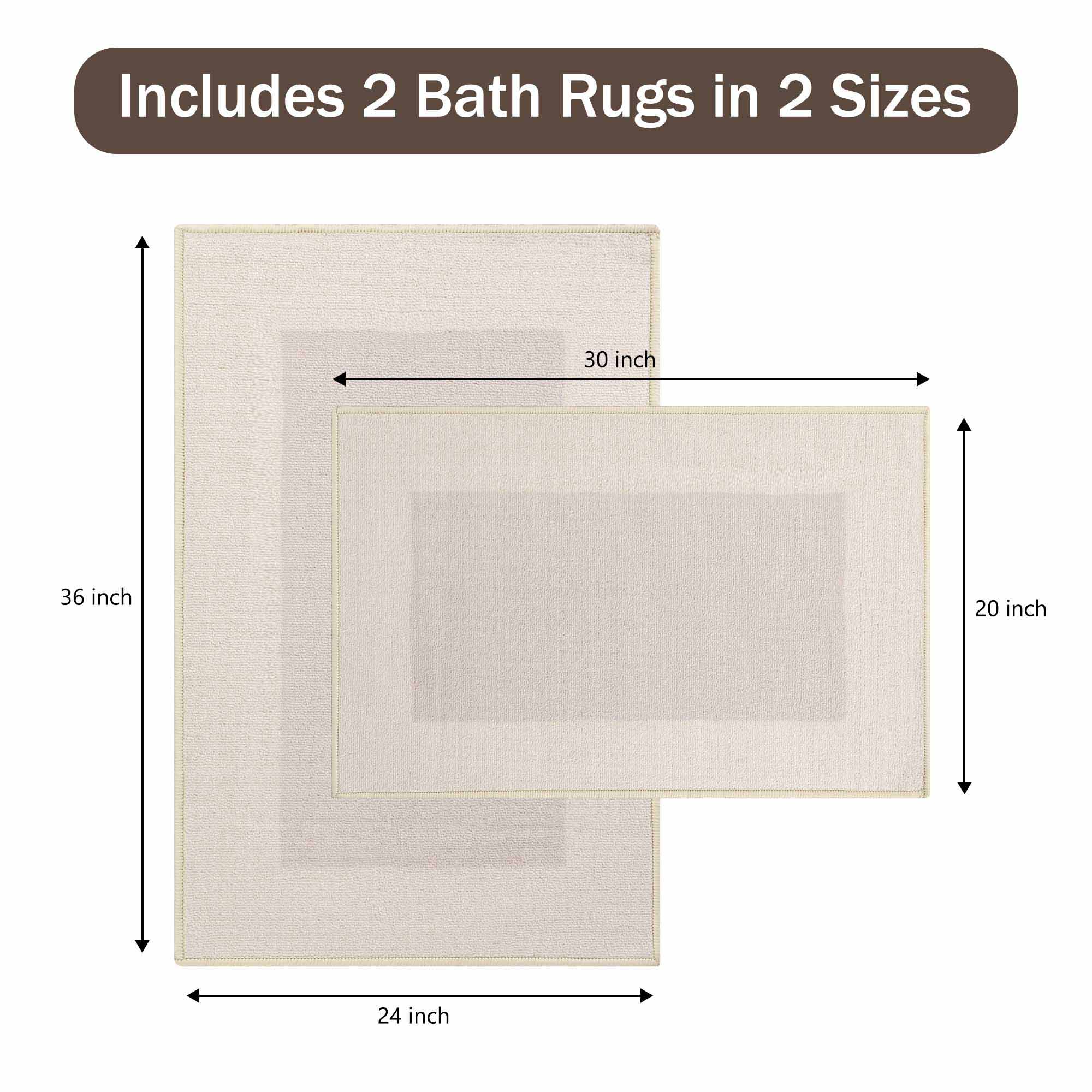 Premium Non-Slip Bath Rug Set - Super Absorbent, Machine Washable, Soft Memory Foam - Perfect for Bathroom, Shower, Spa & Home Decor (Troy Collection)