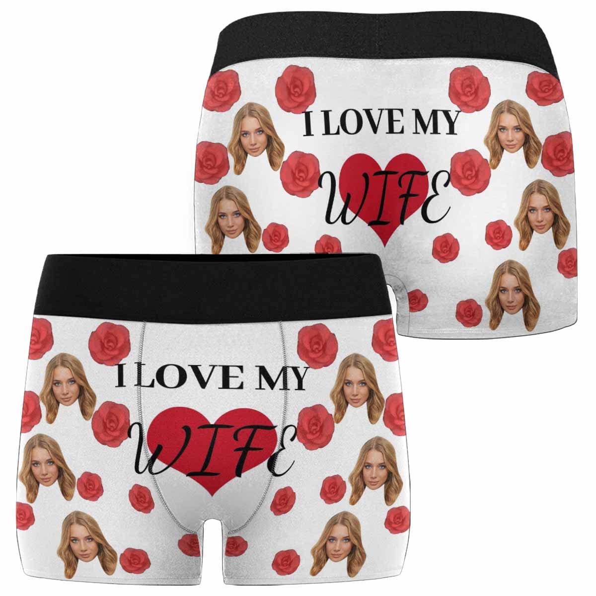 Custom Personalized Men's Boxer Briefs with Red Rose Heart Print - Romantic Gift for Valentine's Day, Anniversary or Special Occasion - Soft Comfortable Underwear for Everyday Wear