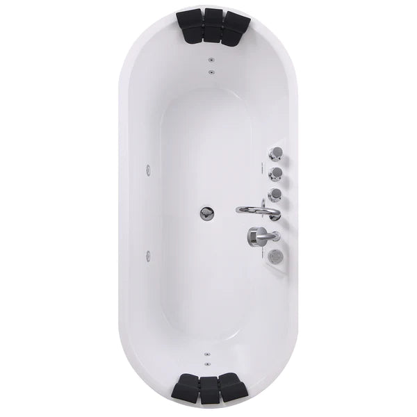 Empava 67-Inch Freestanding Jetted Hydromassage Bathtub - White Acrylic Soaking Tub with Air Jets & Water Jets (Model 67AIS01) - Perfect for Home Spa, Relaxation & Luxury Bathroom Upgrade
