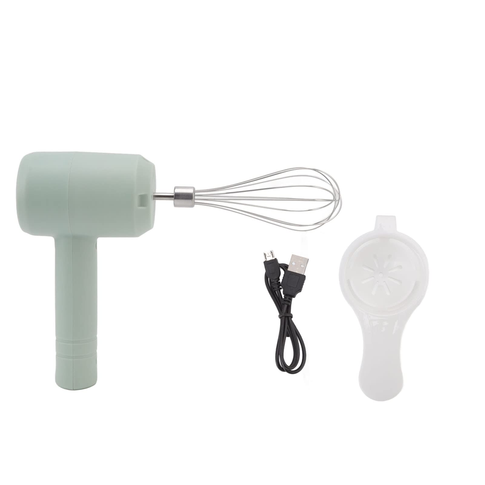 TOPINCN USB Rechargeable Handheld Mixer - 300W Portable Electric Hand Mixer with 5 Speed Settings, Light Cyan - Perfect for Baking, Whipping Cream, Mixing Dough & Small Kitchen Tasks