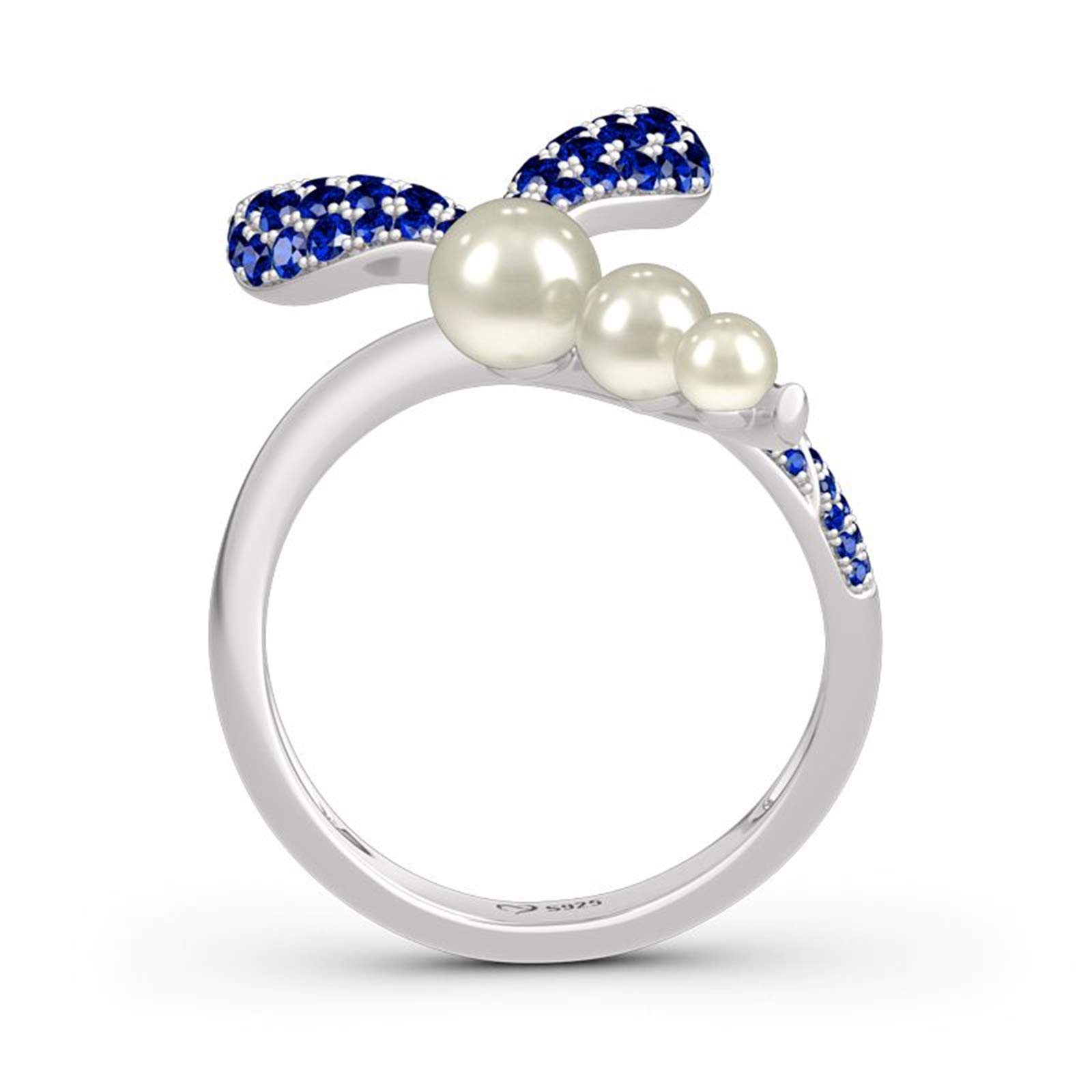 Dancing by The Moonlight Mermaid Tail Sterling Silver Ring for Women - Faux Pearl Elegant Jewelry for Wife, Girlfriend, Engagement, Wedding, Anniversary, Christmas & Birthday Gift with Jewelry Box | Perfect for Romantic Occasions, Date Nights & Special Celebrations