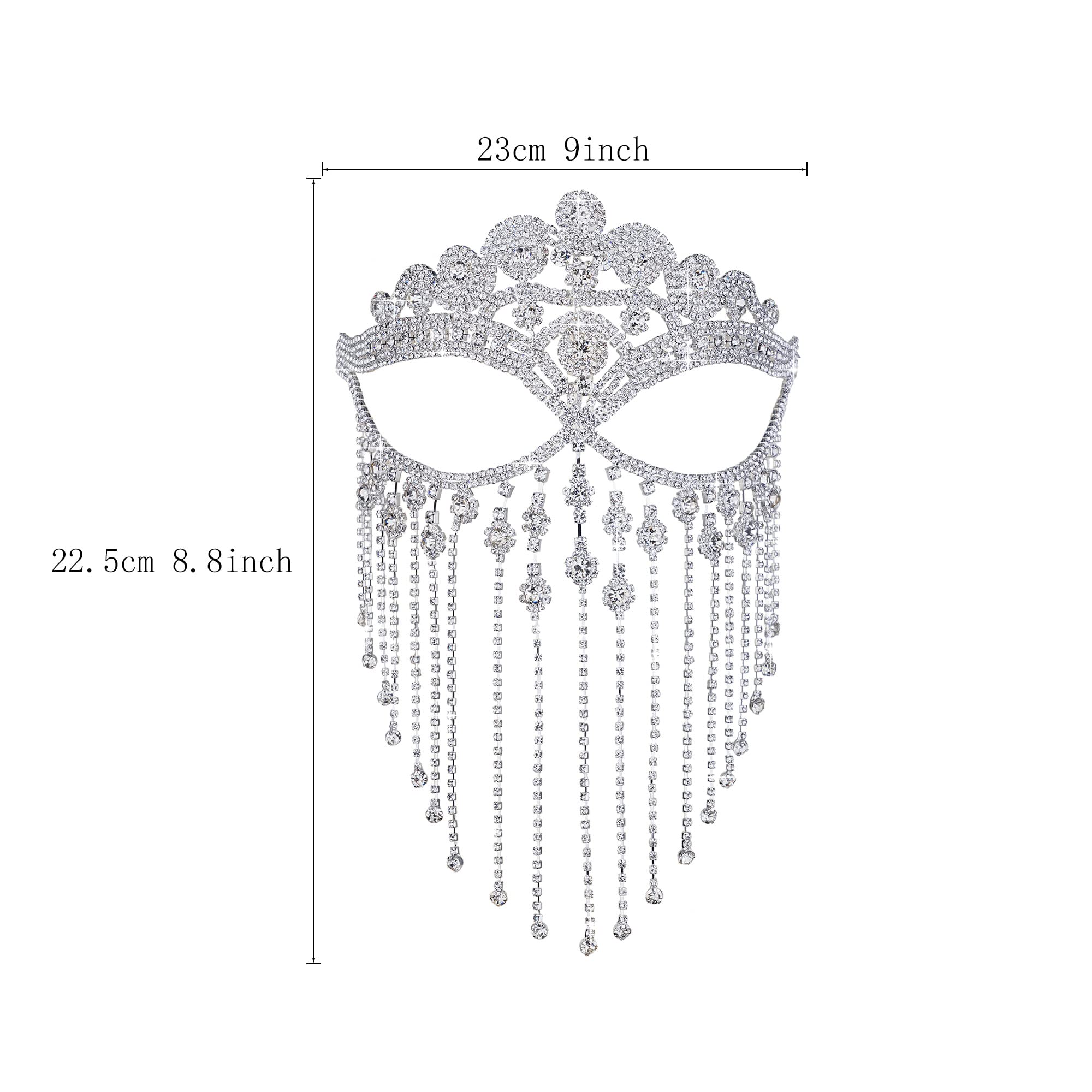 CCbodily Rhinestone Face Mask for Women - Crystal Face Chain Masquerade Mask, Elegant Rhinestone Mask for Parties, Halloween, Cosplay & Special Events