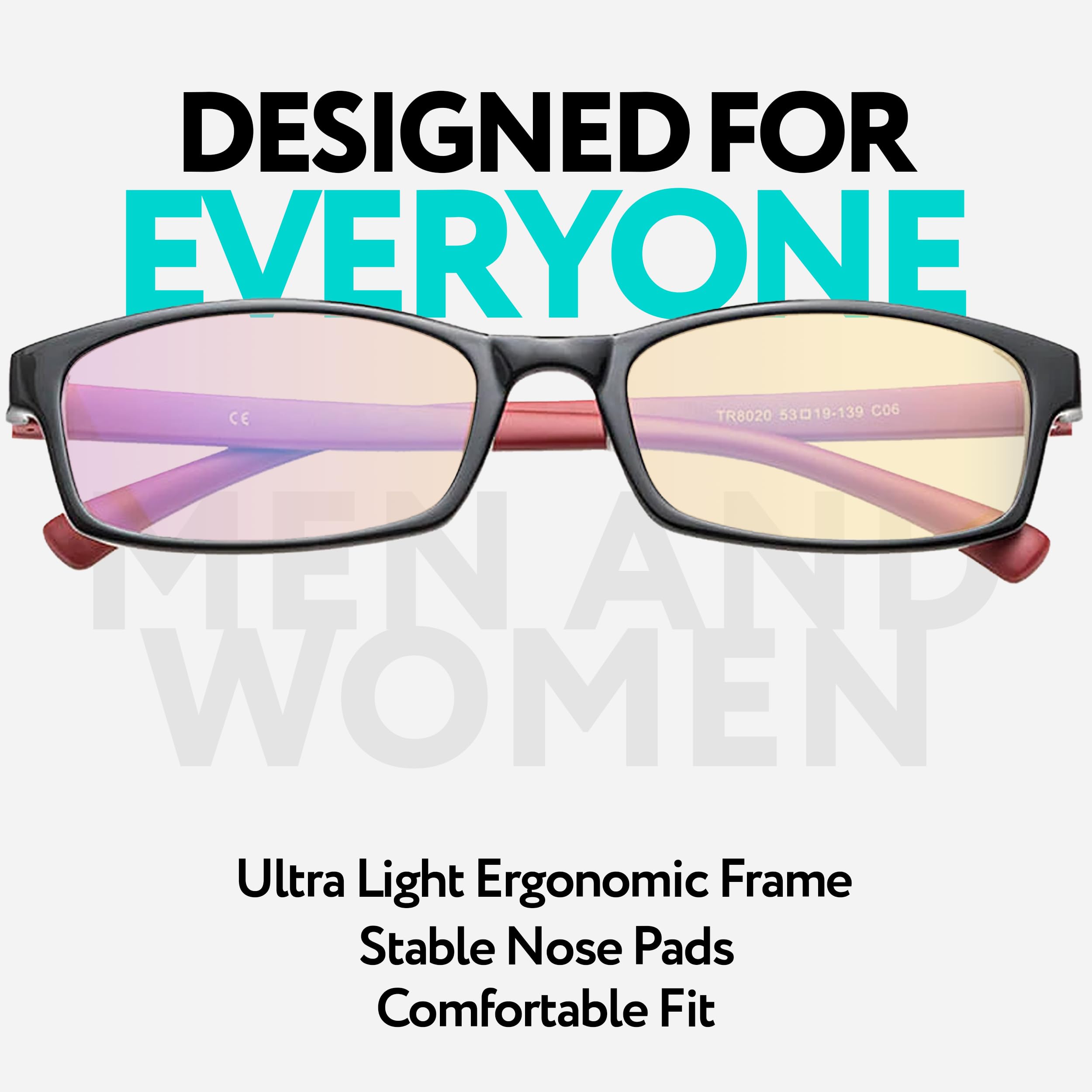 Blue Light Reading Glasses for Men & Women - 2.25 Strength with Anti-Eyestrain for Computer Use