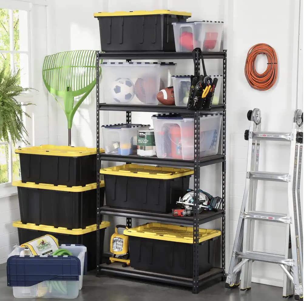 HDX 27 Gallon Heavy Duty Black Storage Totes (5-Pack) - Durable Polypropylene Plastic Bins for Home Organization, Garage Storage & Moving Supplies