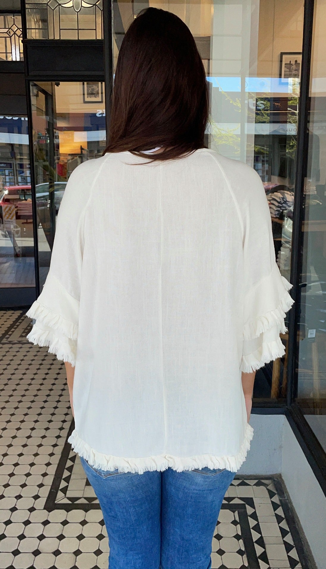 Jess Layered Sleeve Top Women's Fashion Blouse - Elegant Ruffled Long Sleeve Shirt for Office, Date Night & Casual Wear