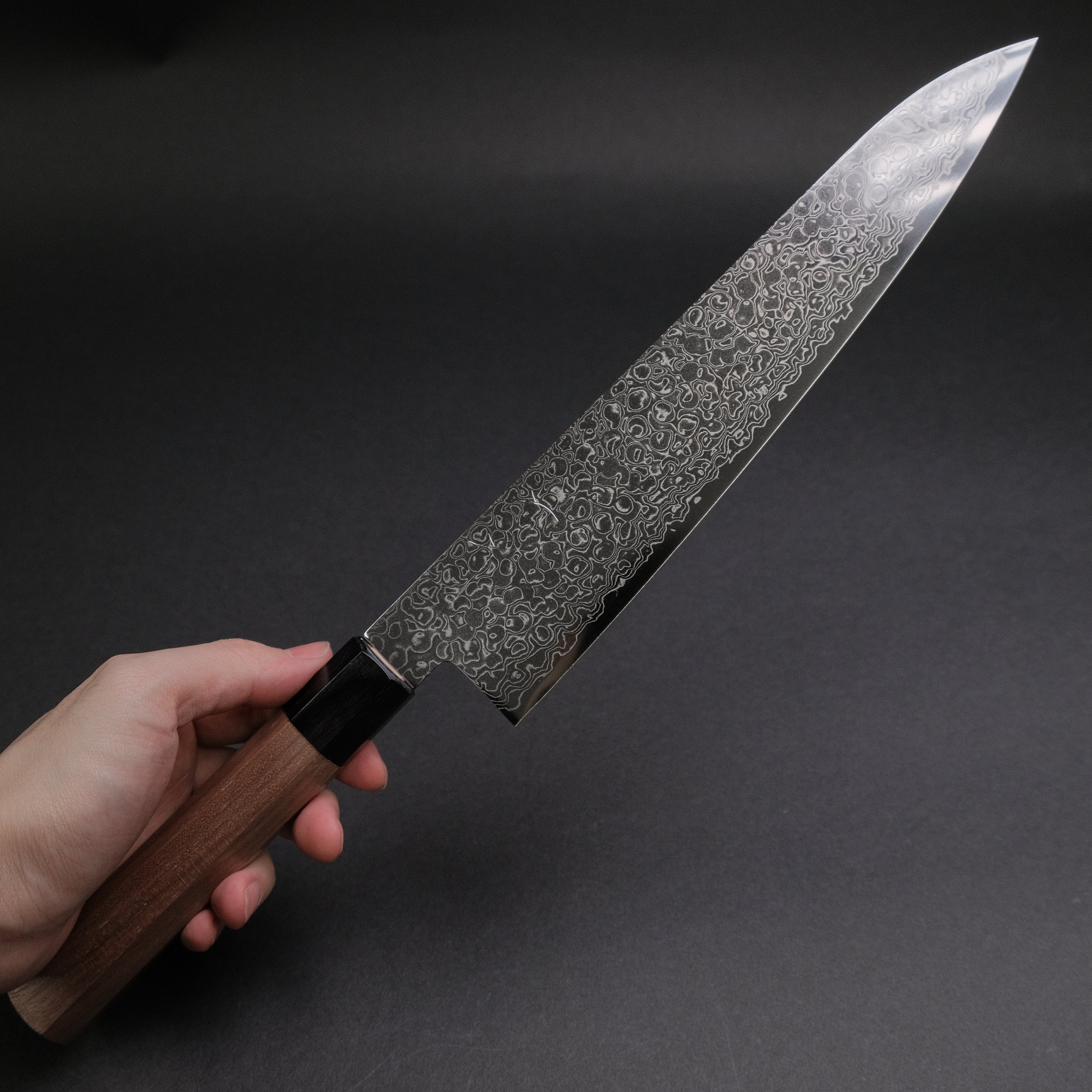 Hitohira HG Damascus Gyuto 240mm Japanese Chef Knife - Premium Walnut Handle - Perfect for Sushi, Meat Cutting & Professional Kitchen Use