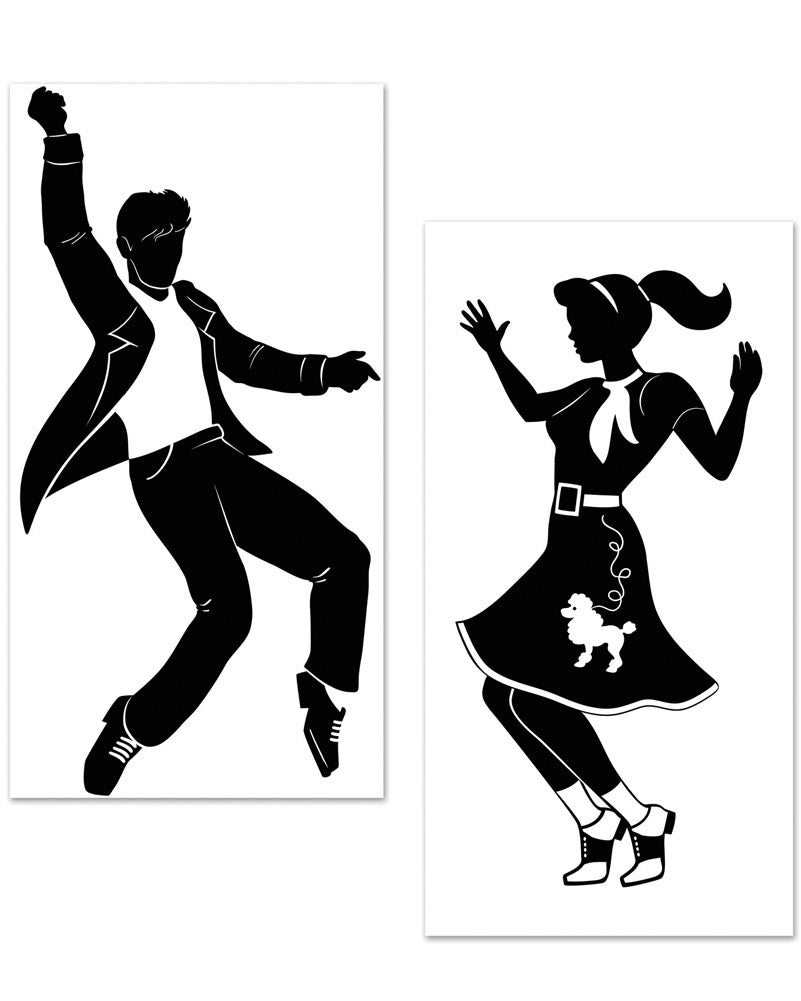 Vintage 60s Rock and Roll Wall Decor - Set of 2 Retro Music Cutouts for Bedroom, Bar, or Man Cave Decor - Perfect for Music Lovers & Retro Theme Parties