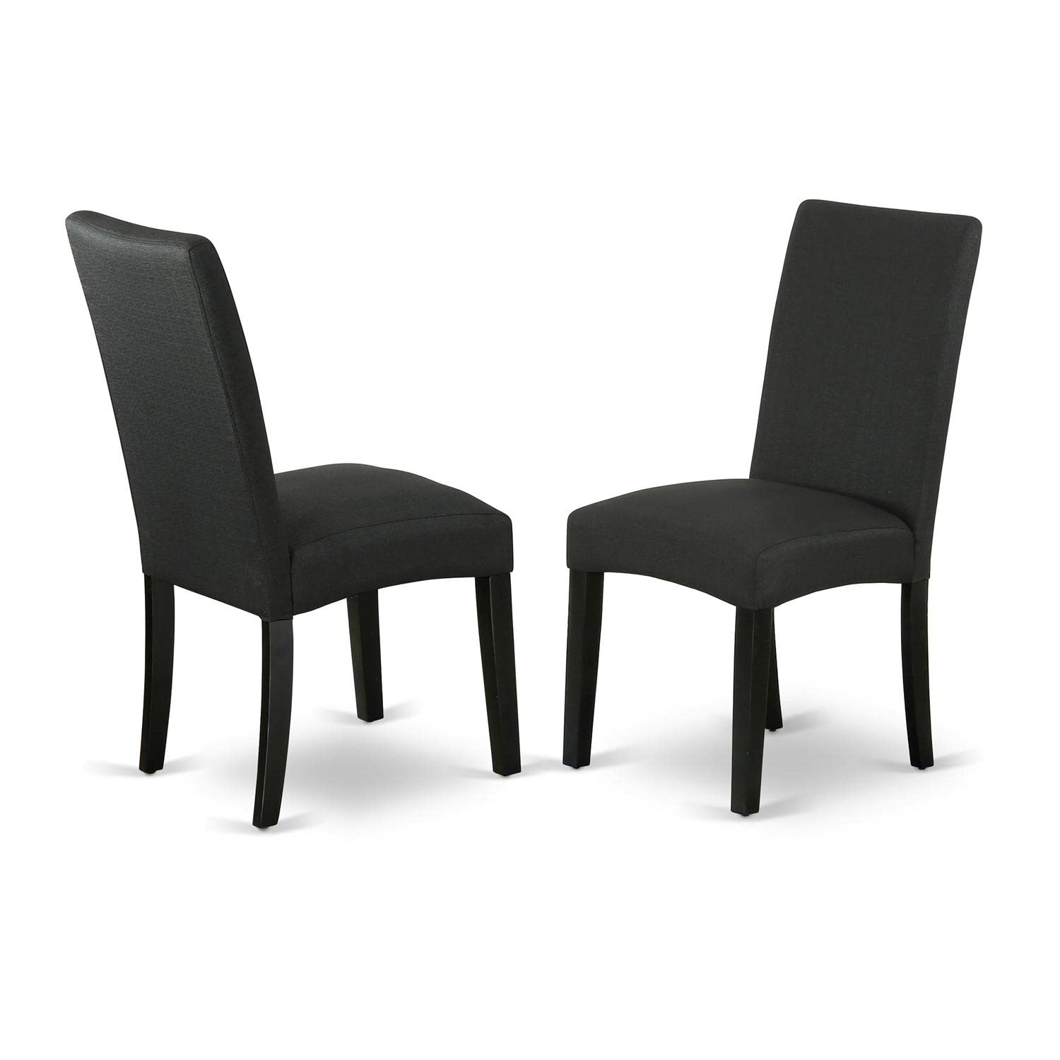 East West Furniture DRP1T24 Driscol Parson Chairs - Set of 2 Black Linen Fabric Padded Dining Chairs for Kitchen, Dining Room, and Office Use