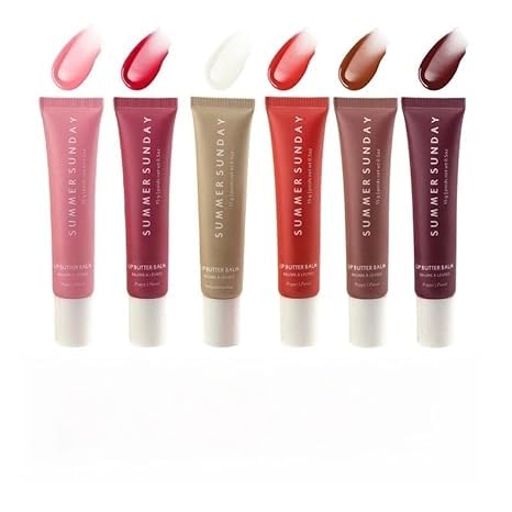 6pcs Summer Tinted Lip Butter Balm - Vegan Moisturizing Lip Balm for Hydration & Shine, Softening & Soothing Skincare Care - Perfect for Daily Use, Beach Days & Makeup Looks