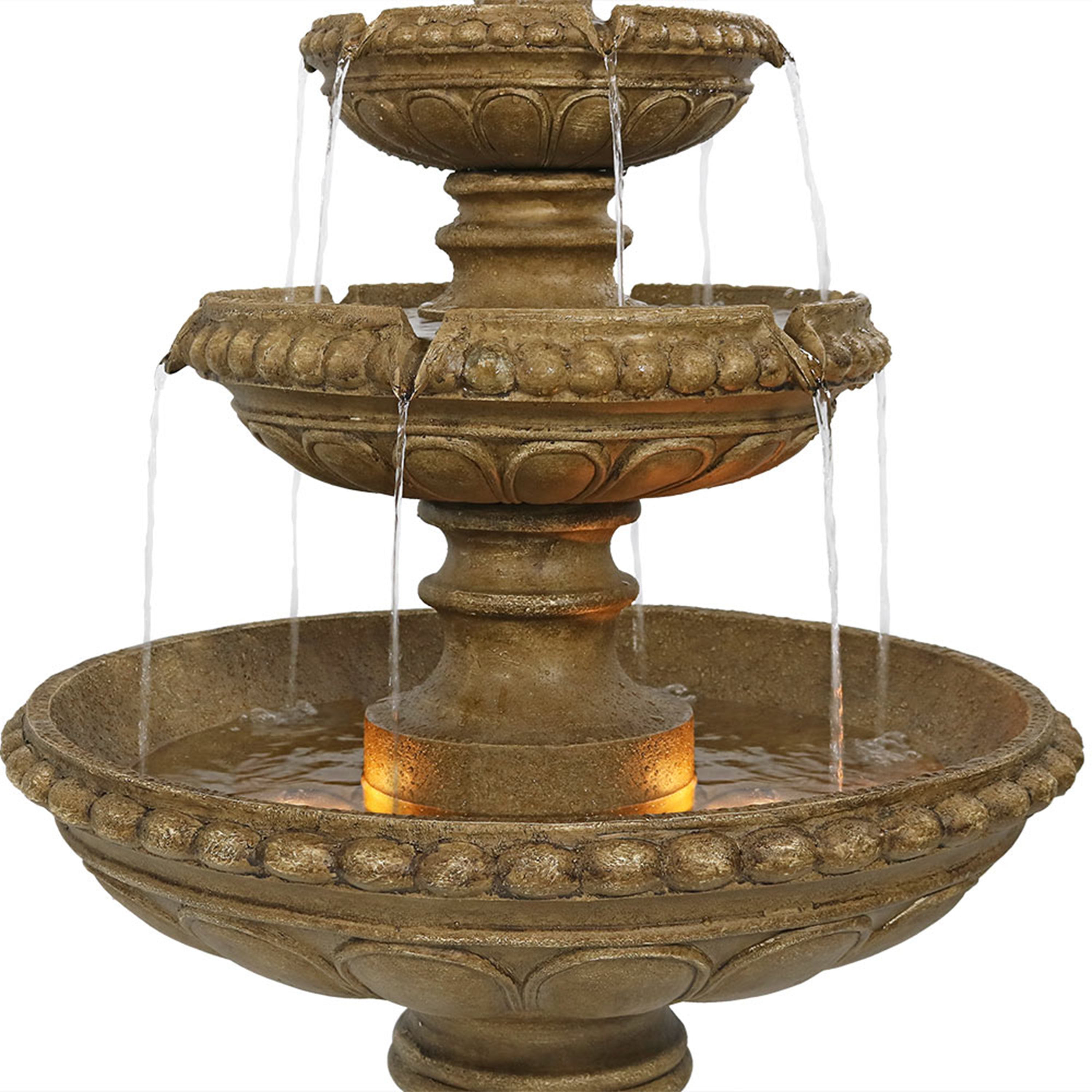 Large 4-Tier Outdoor Water Fountain with LED Lights - 65