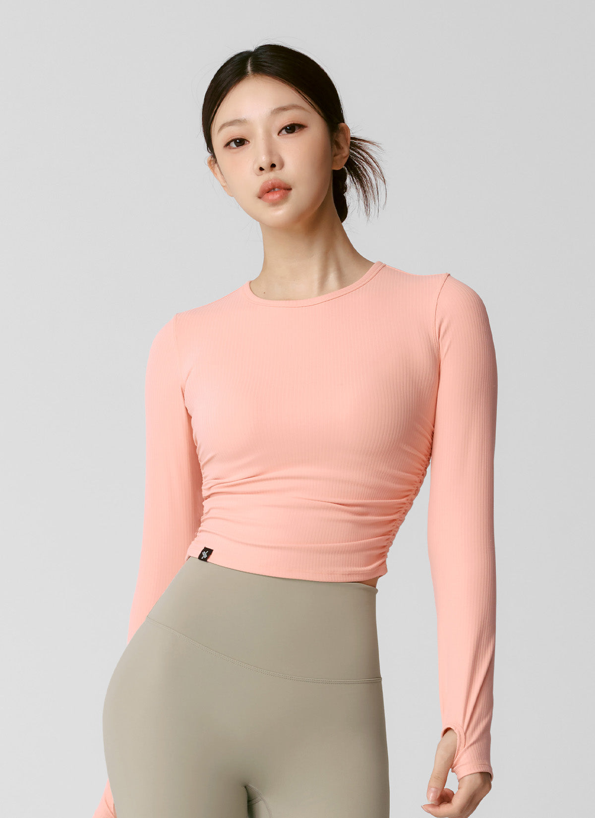 Stylish Side Shirring Crop Long Sleeve Top for Women - Perfect for Casual Outings, Date Nights & Layered Outfits
