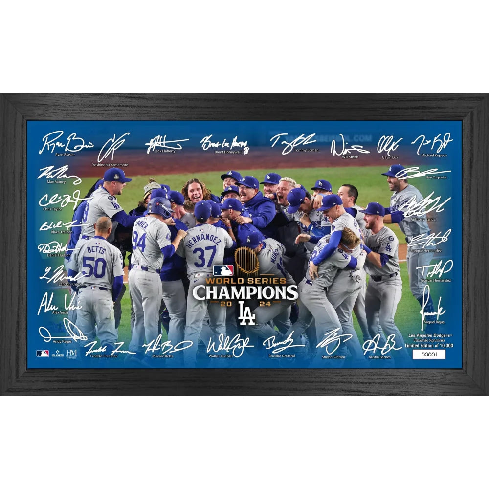Los Angeles Dodgers 2024 World Series Champions Autographed Framed Photo - Limited Edition Collectible for Baseball Fans, Sports Memorabilia, Man Cave Decor & Gift for Dodgers Fans