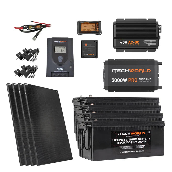 iTechworld 10.24kWh Off Grid Solar Power System Kit - Complete Energy Solution for Home, RV & Emergency Backup