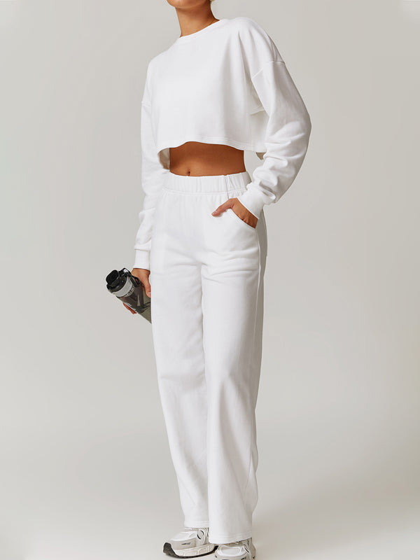 ZASUWA Women's Split Backless High Waisted Casual Loose Tracksuit Set - Comfortable Lounge Wear for Home, Yoga & Street Fashion