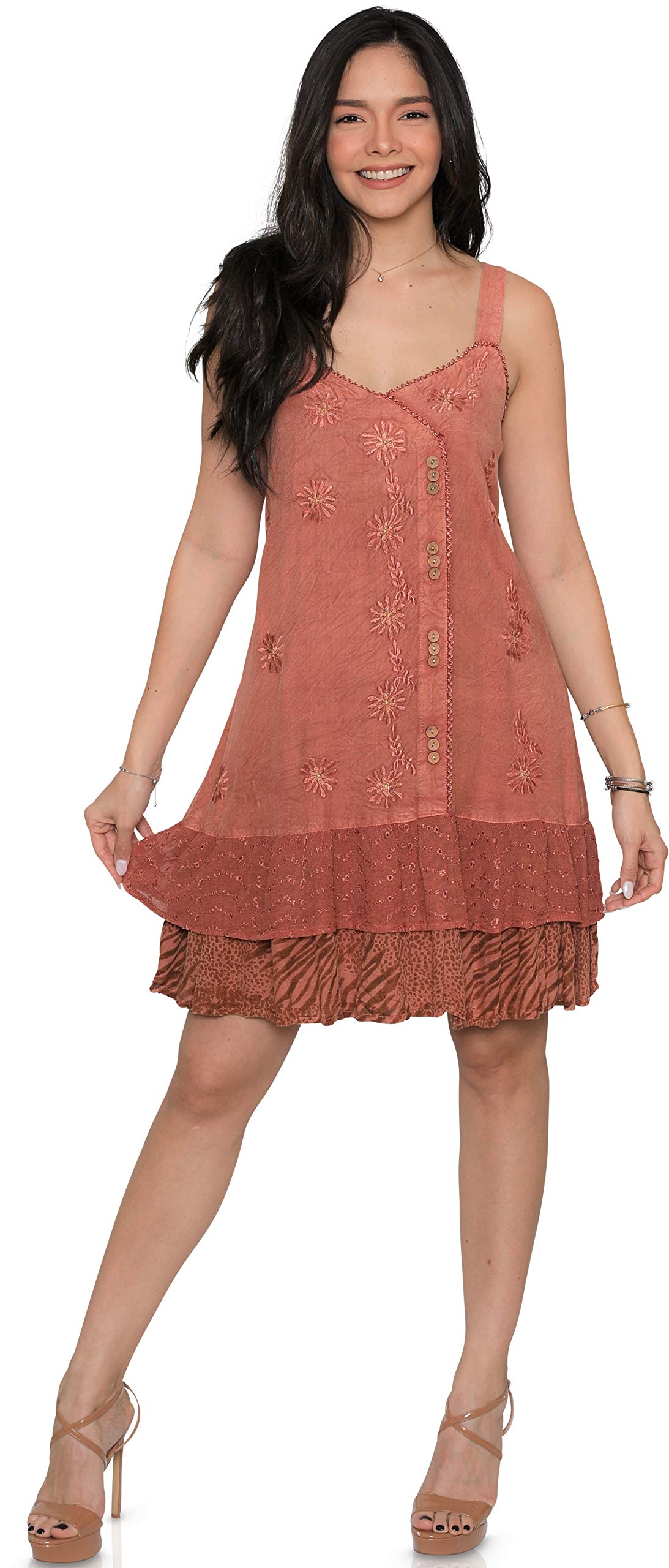 Raya Sun Women's Swing Dress - Flowy Summer Midi Dress with Short Sleeves & V-Neck | Perfect for Beach Vacations, Brunch Dates & Casual Outings