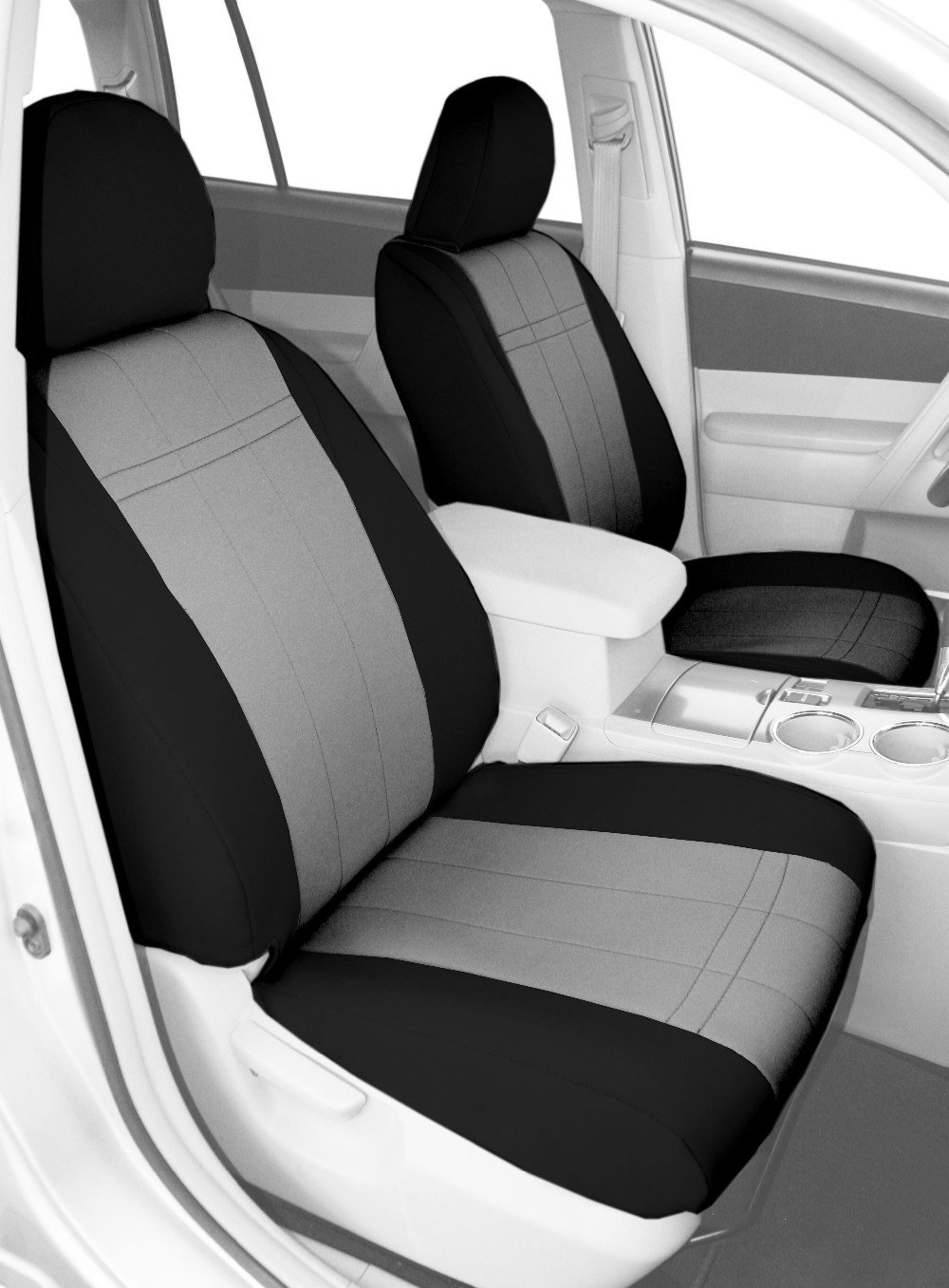 1992-1996 Ford Bronco Neoprene Car Seat Covers - Light Grey with Black Trim | Custom Fit Front Bucket Seat Protectors | Waterproof & Easy Installation | Perfect for Off-Roading, Camping & Daily Commute