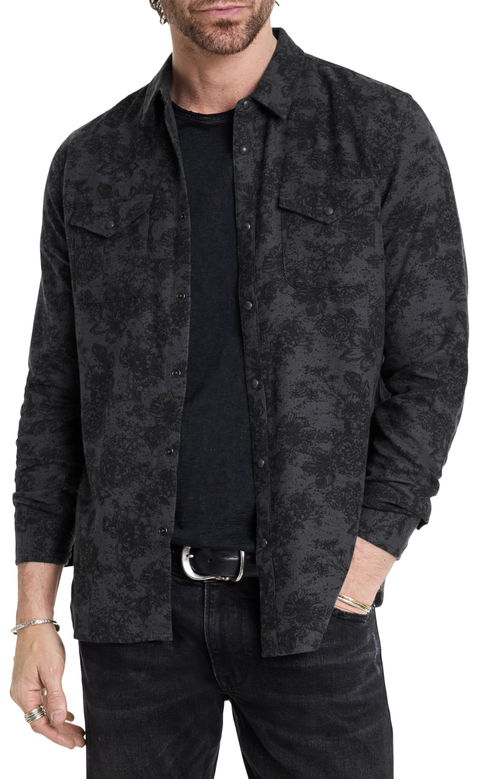 John Varvatos Men's Marshall Button-Down Shirt - Casual & Dressy Long Sleeve Oxford for Work & Date Nights