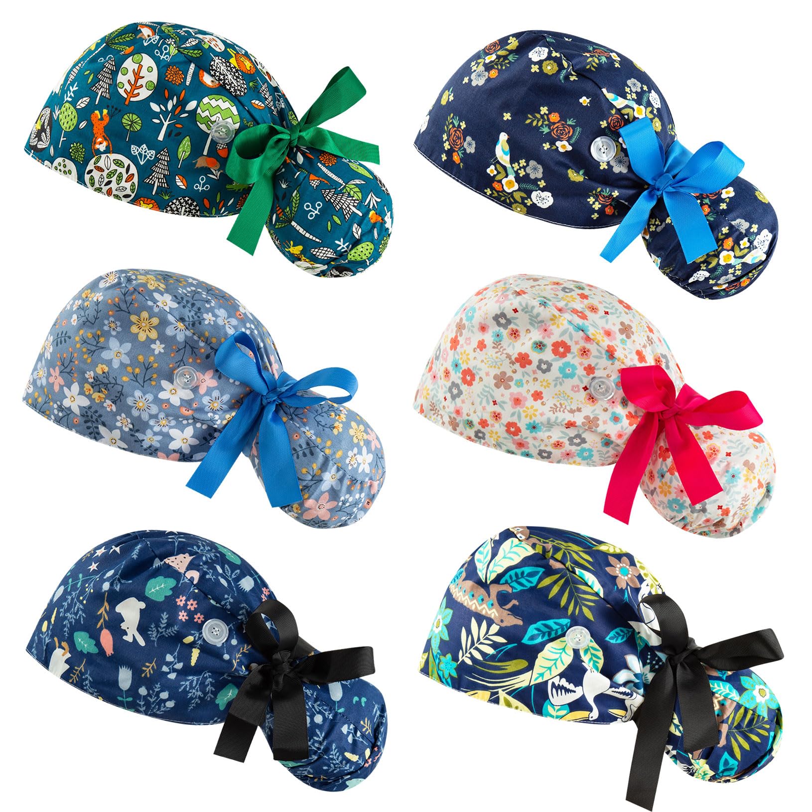 Women's Adjustable Bouffant Scrub Caps for Nurses - Ponytail Pouch & Tie Back Design | Comfortable Medical Work Hats for Healthcare Professionals, Surgeons, and Dentists | Perfect for Hospitals, Clinics, and Long Shifts