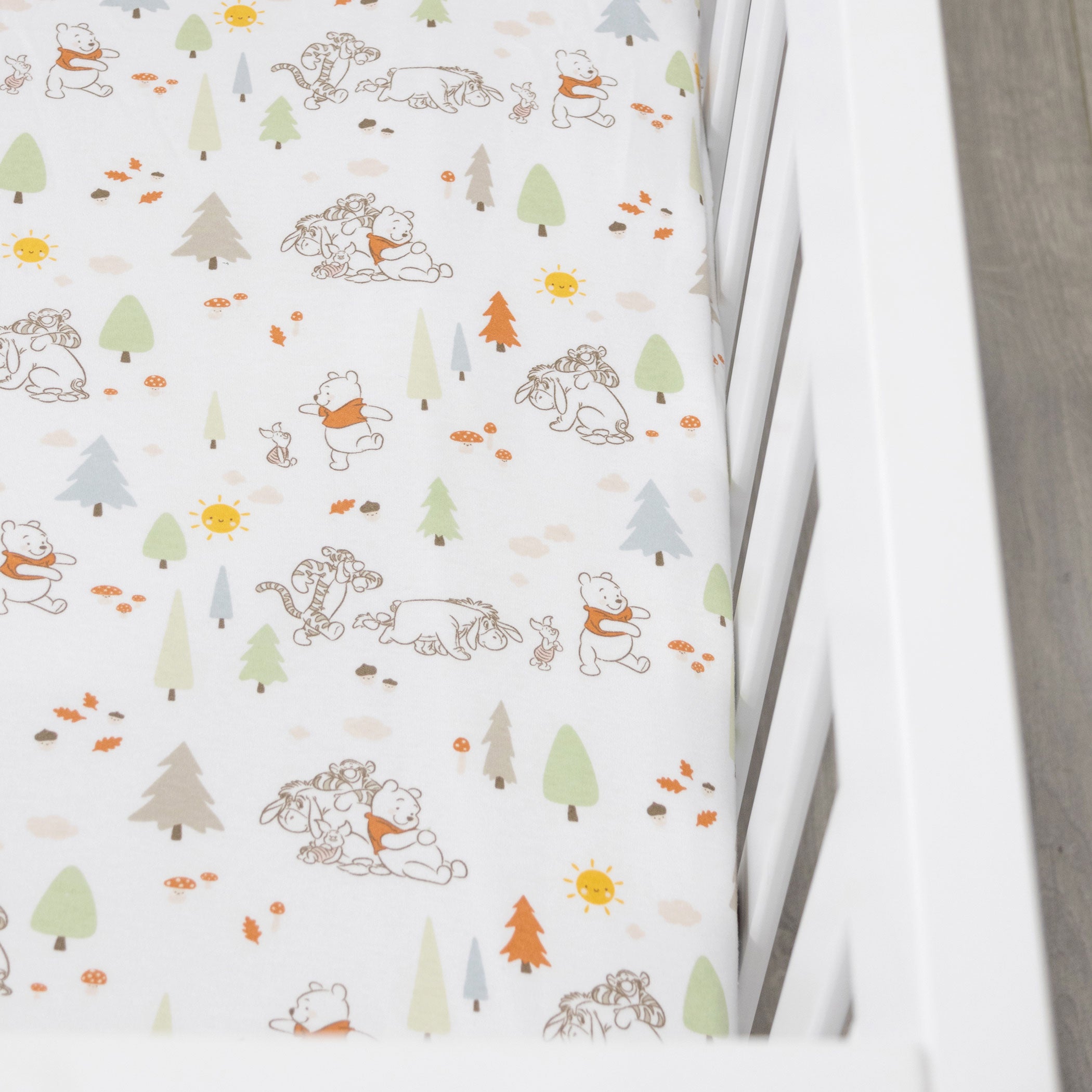 Disney Winnie the Pooh Jersey Knit Crib Fitted Sheet - Soft Baby Crib Sheet for Nursery, Toddler Bed, and Daycare Use