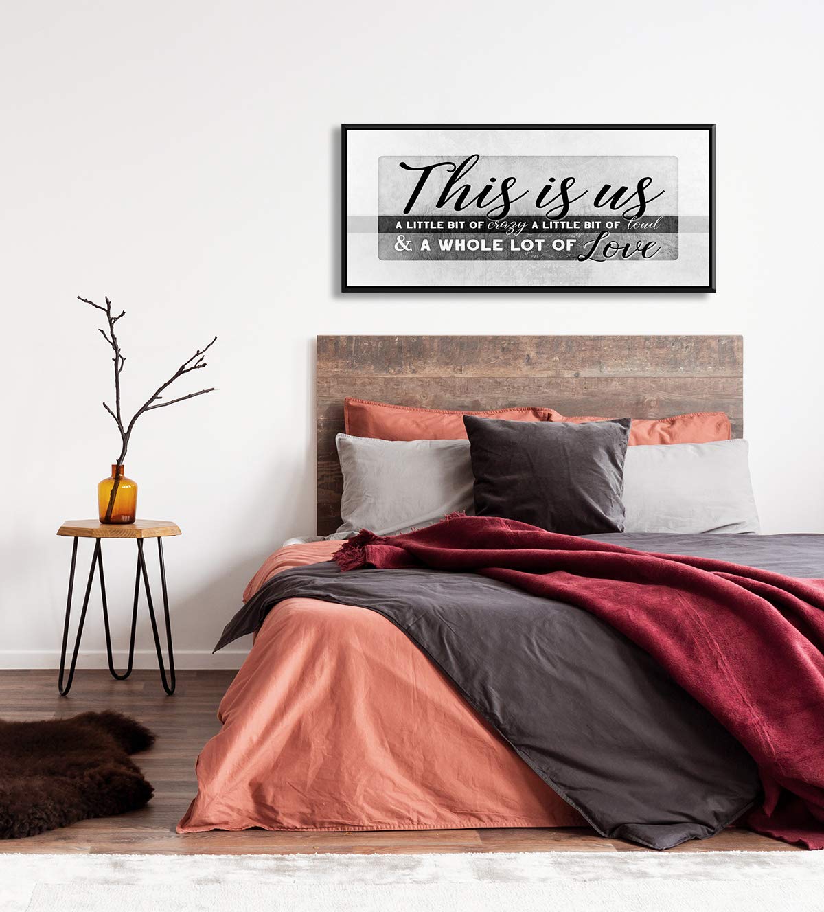 This Is Us Family Wall Art - Framed Canvas Wall Decor for Living Room, Farmhouse Style Housewarming Gift (Light Grey, Black Floating Frame 42x19) - Perfect for Home Decor, New Home Gifts & Cozy Living Spaces