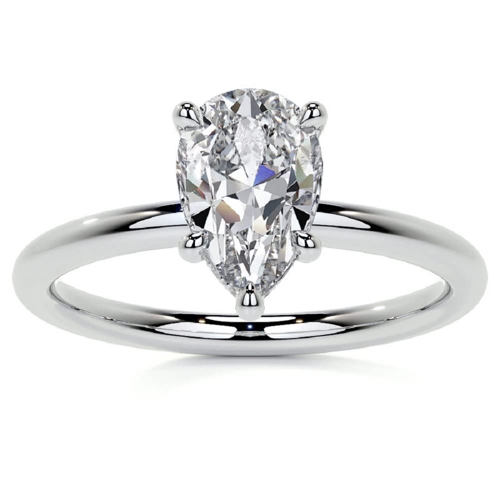 3 CT Pear Moissanite Engagement Ring - Vintage Wedding Band with 4-Prong Solitaire Setting in Sterling Silver - Perfect for Anniversary, Promise, and Bridal Jewelry Gifts for Her - Ideal for Proposals, Weddings, and Special Occasions
