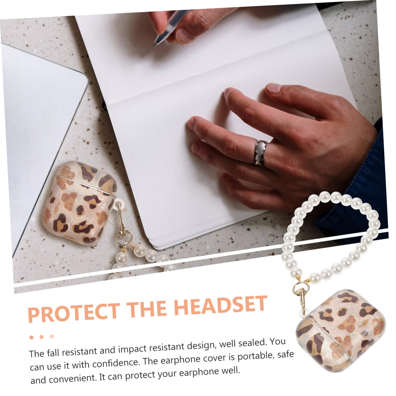 Hoement Genuine Leather Headphone Case - Leopard Print Design, Compact & Durable Earphone Cover - Perfect Gift for Friends, Travel & Daily Use