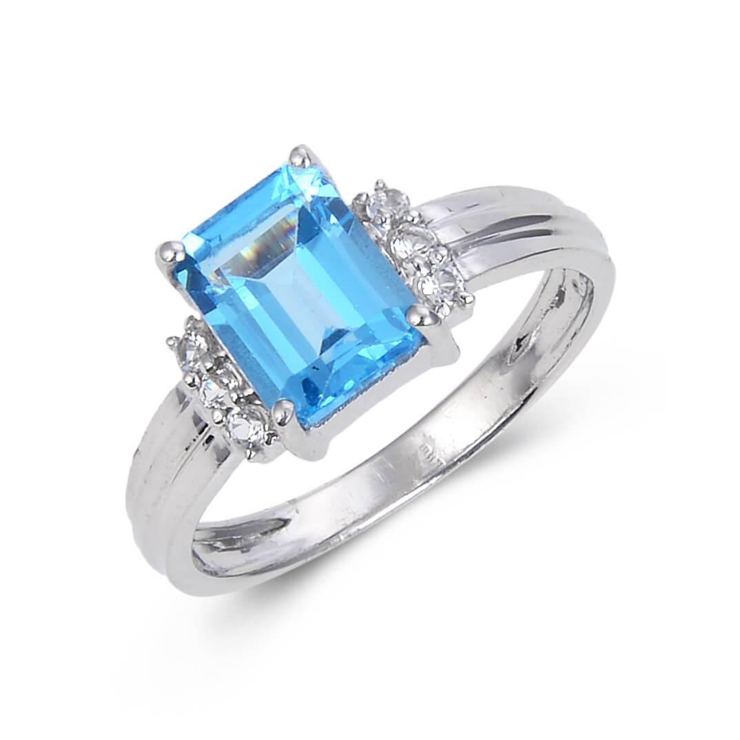 Blue Topaz Emerald Cut Ring – Elegant Gemstone Jewelry for Women | Perfect for Weddings, Anniversaries & Special Occasions