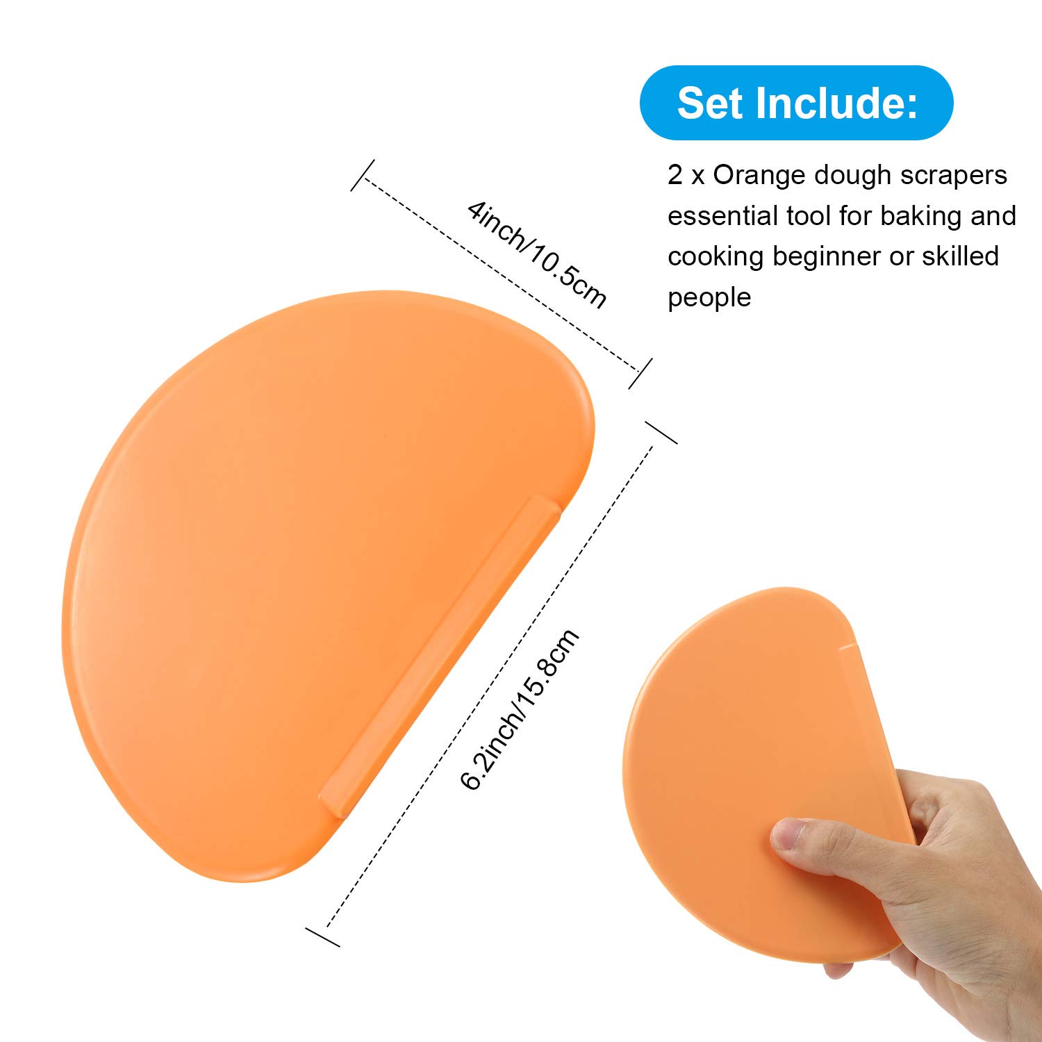 2-Pack Flexible Silicone Dough Scraper & Bowl Spatula - Multi-Purpose Curved Pastry Tool with Flat Edge for Baking, Cake Decorating, Bread Making & Fondant Work - Perfect for Kitchen, Bakery & Home Baking Projects