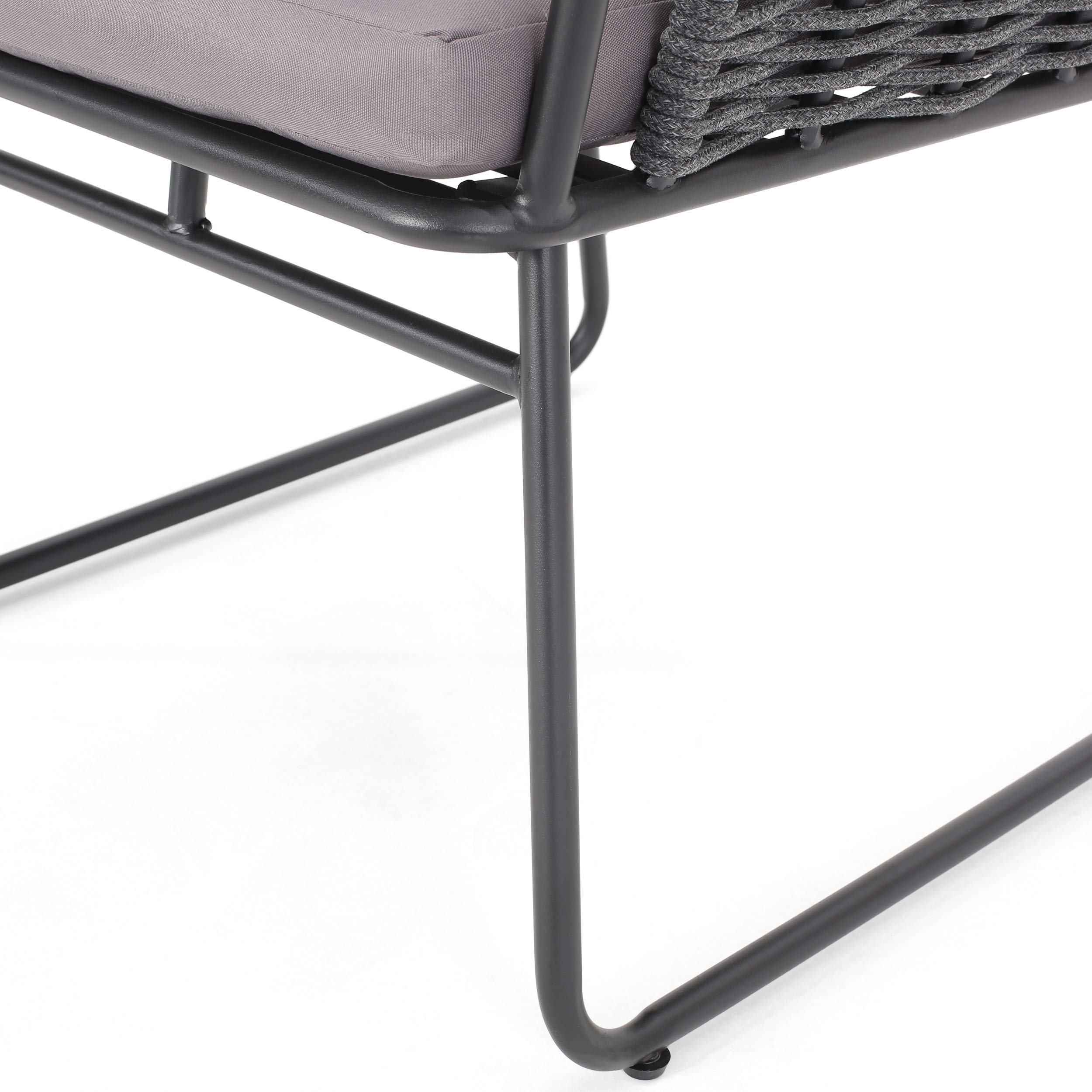GDF Studio Modern Outdoor Rope Weave Club Chair with Cushions (Set of 2) - Dark Gray, Gray & Black Water-Resistant Patio Furniture for Garden, Poolside & Backyard Relaxation